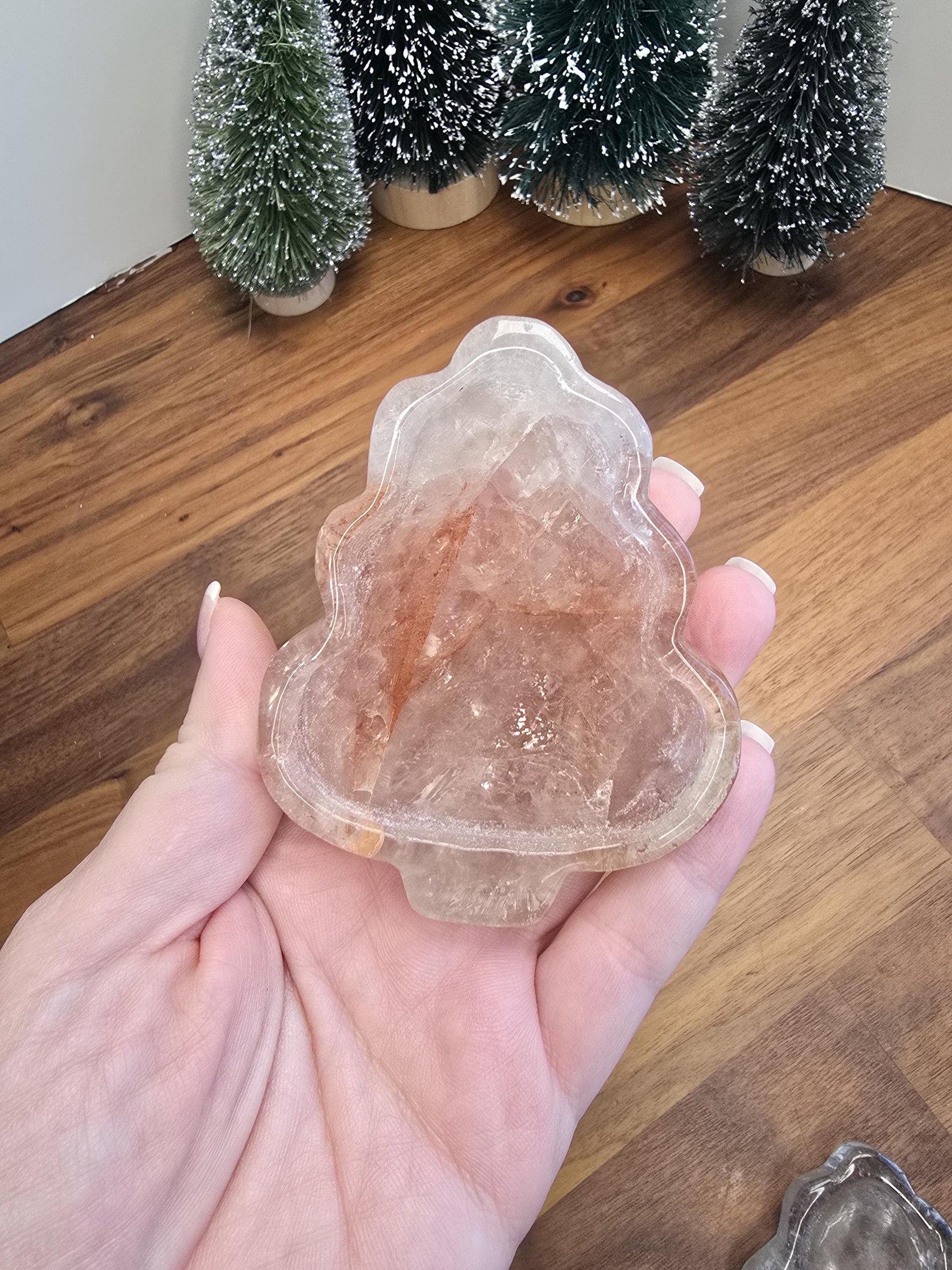 Quartz Crystal Ring Dish Tree | Trinket Bowl for Jewelry like Engagement Rings | Cute Winter Home Decor Spoon Rest or Holiday Soap Tray
