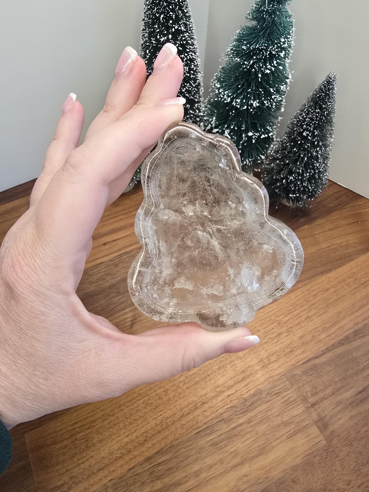 Quartz Crystal Ring Dish Tree | Trinket Bowl for Jewelry like Engagement Rings | Cute Winter Home Decor Spoon Rest or Holiday Soap Tray