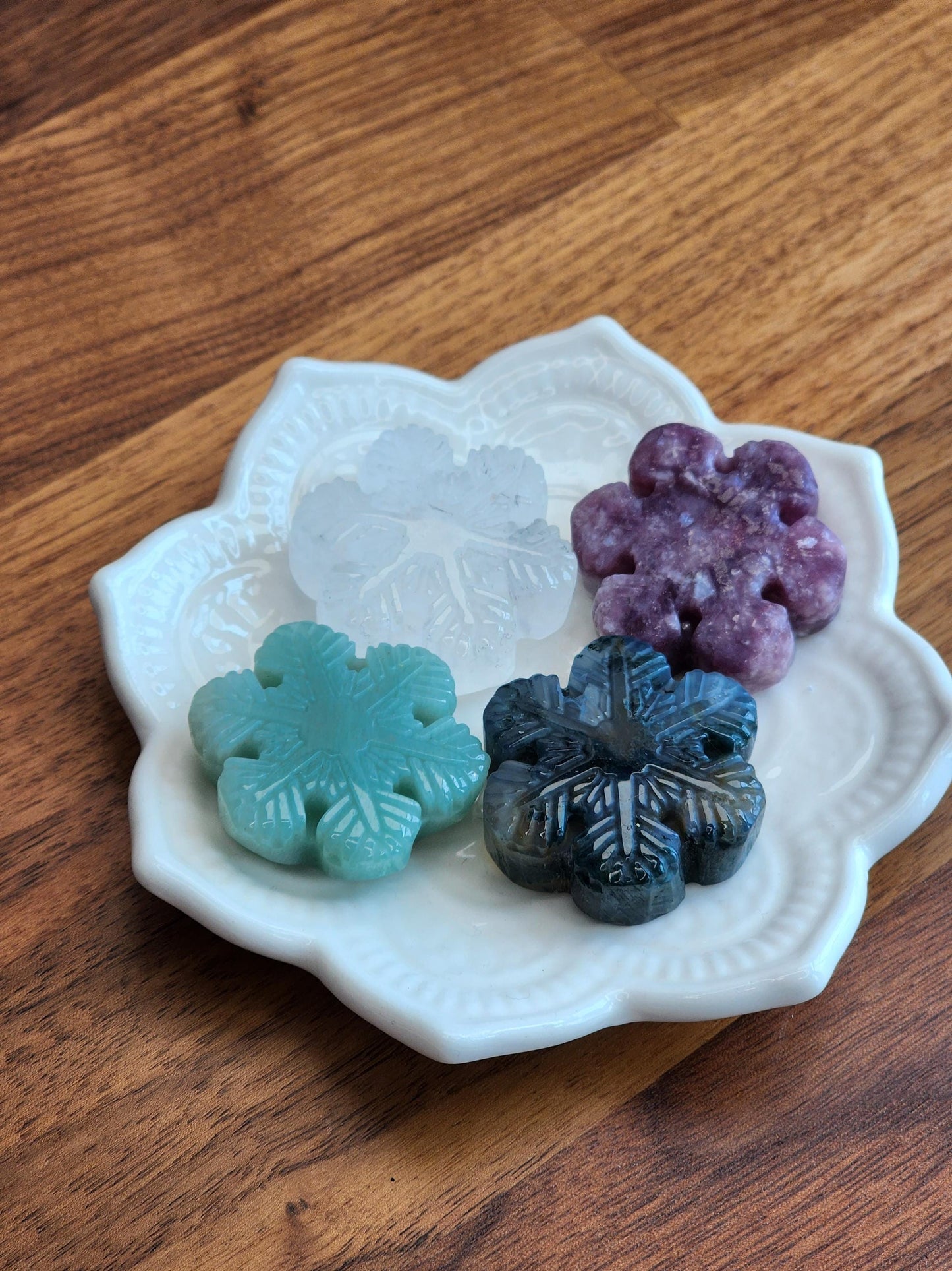Mini Crystal Snowflakes for Winter Home Decor | 1" | Cute Snowy Prisms in fun mineral colors | Solstice, Yule & Christmas Stocking Stuffers