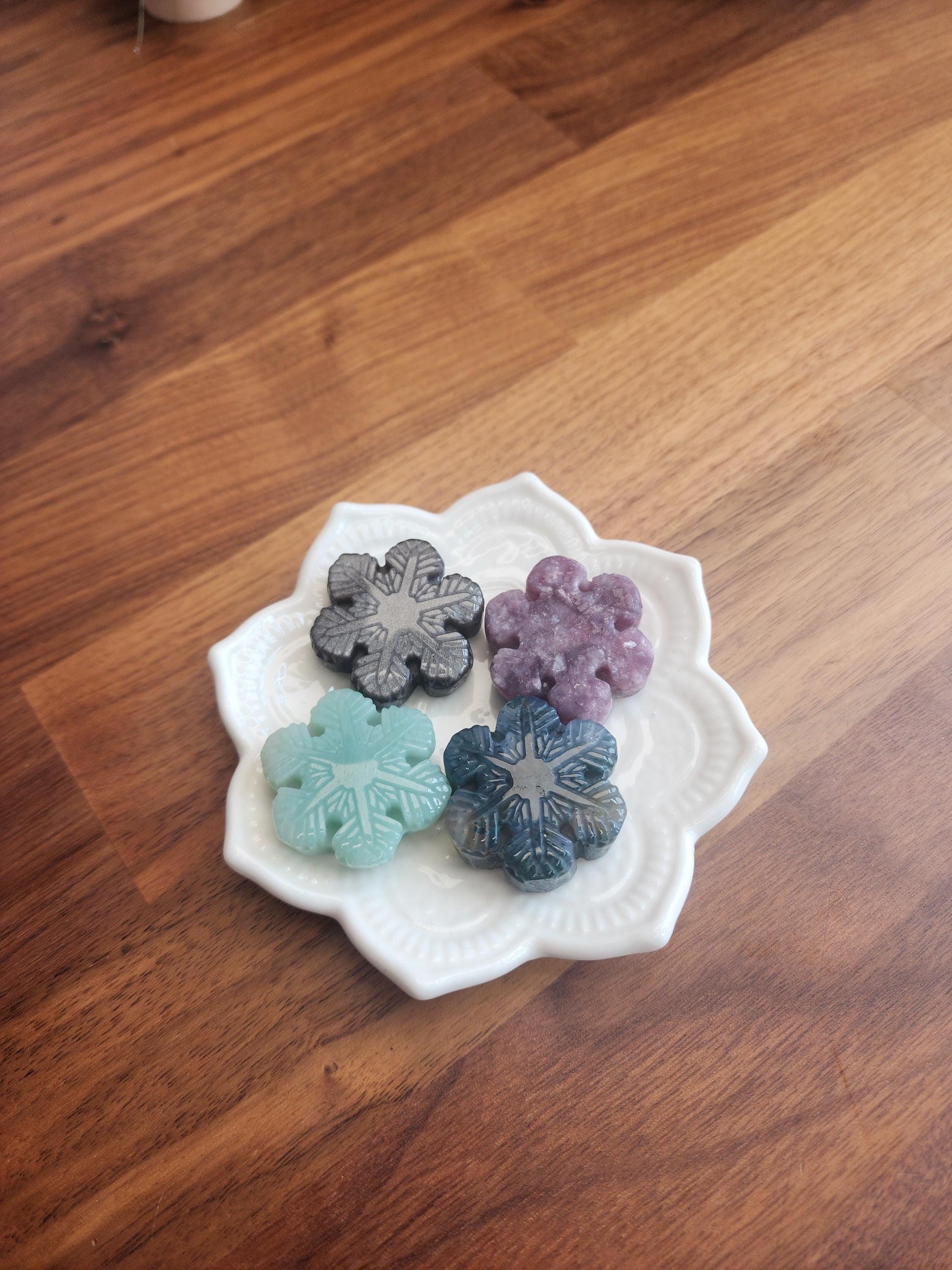 Mini Crystal Snowflakes for Winter Home Decor | 1" | Cute Snowy Prisms in fun mineral colors | Solstice, Yule & Christmas Stocking Stuffers