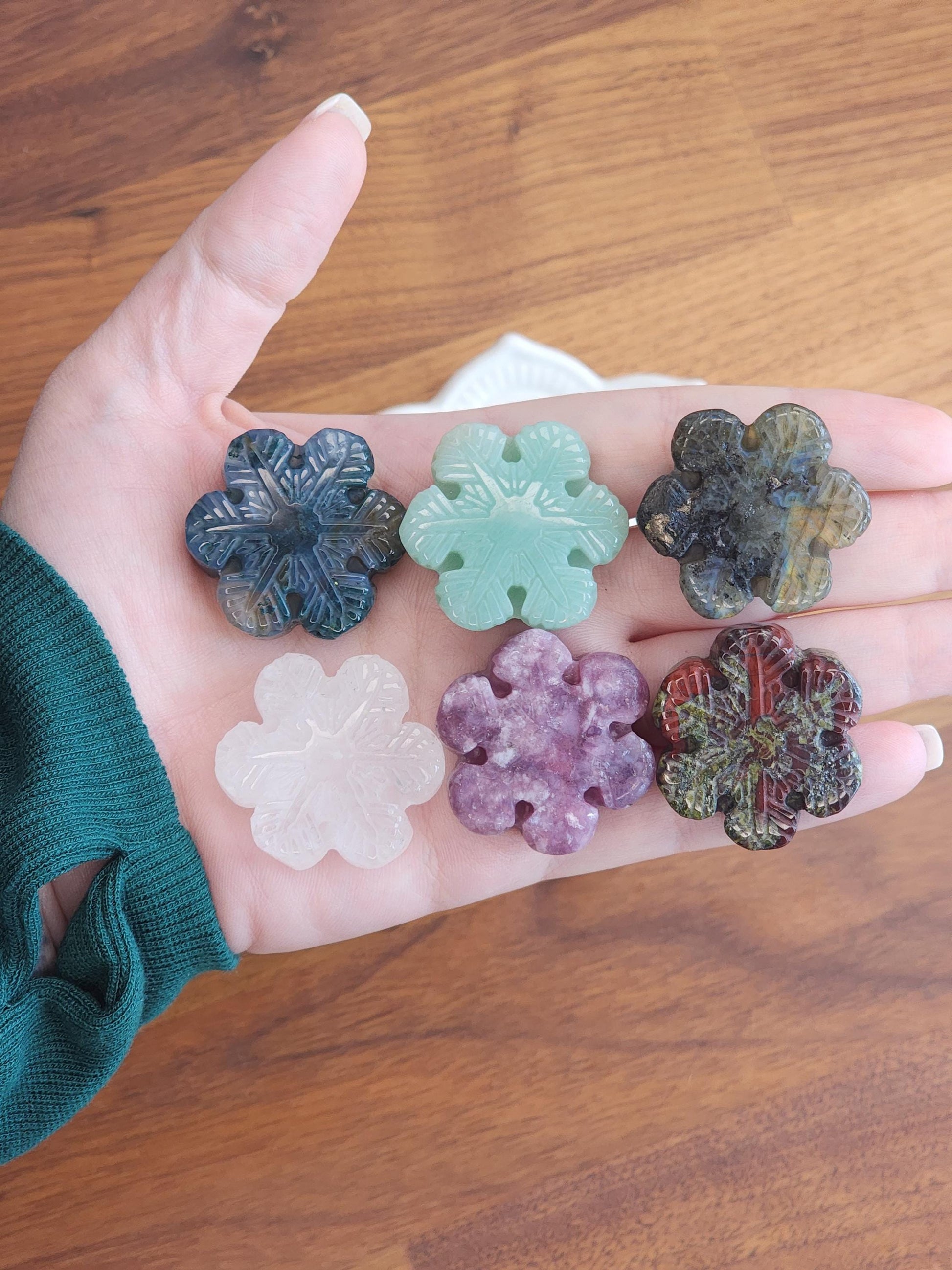 Mini Crystal Snowflakes for Winter Home Decor | 1" | Cute Snowy Prisms in fun mineral colors | Solstice, Yule & Christmas Stocking Stuffers