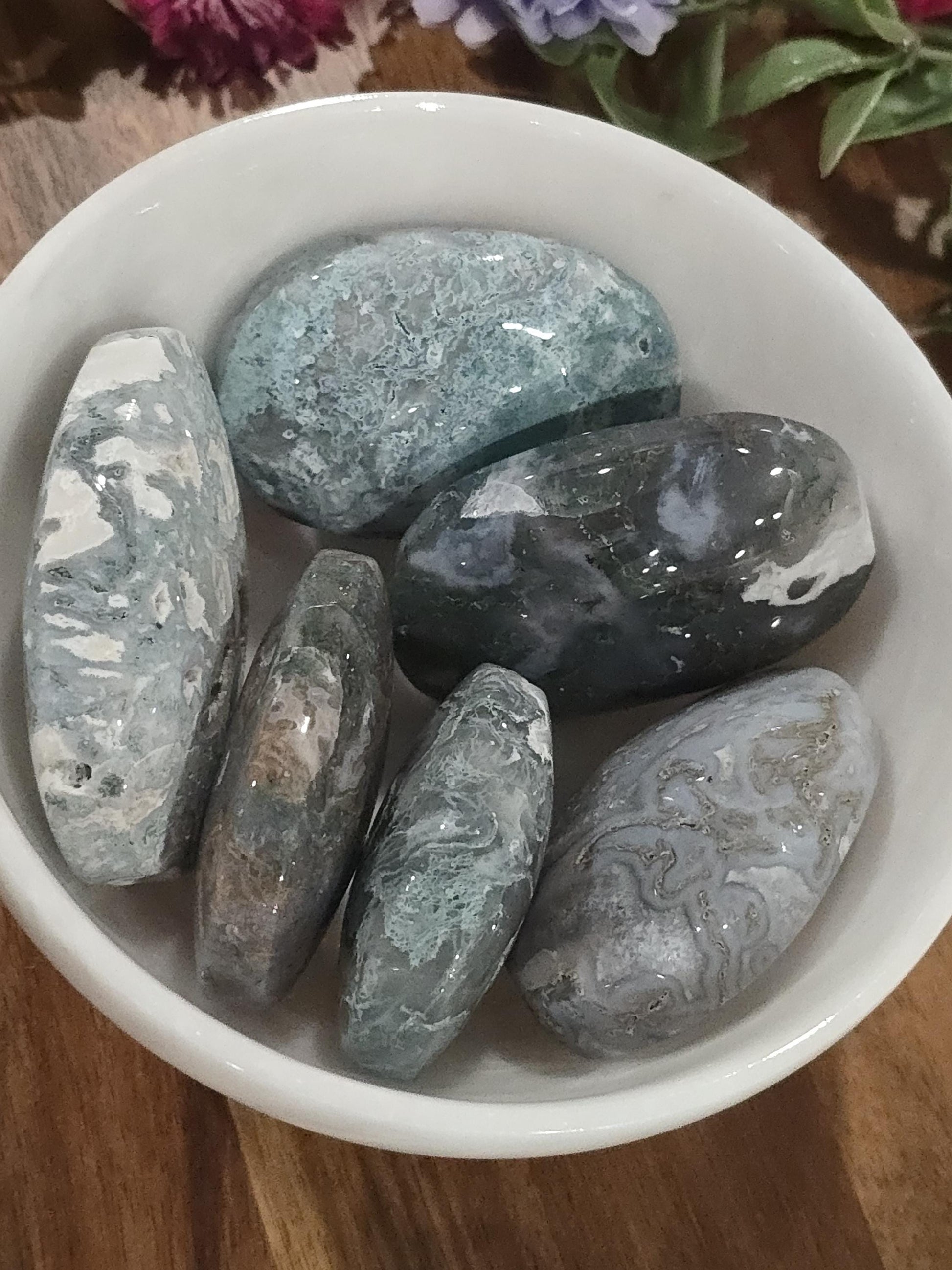 Moss Agate Palmstones | Over 2 inches | Natural Green Gemstone Pocket Stones for Gifts, Collecting, and Relaxation