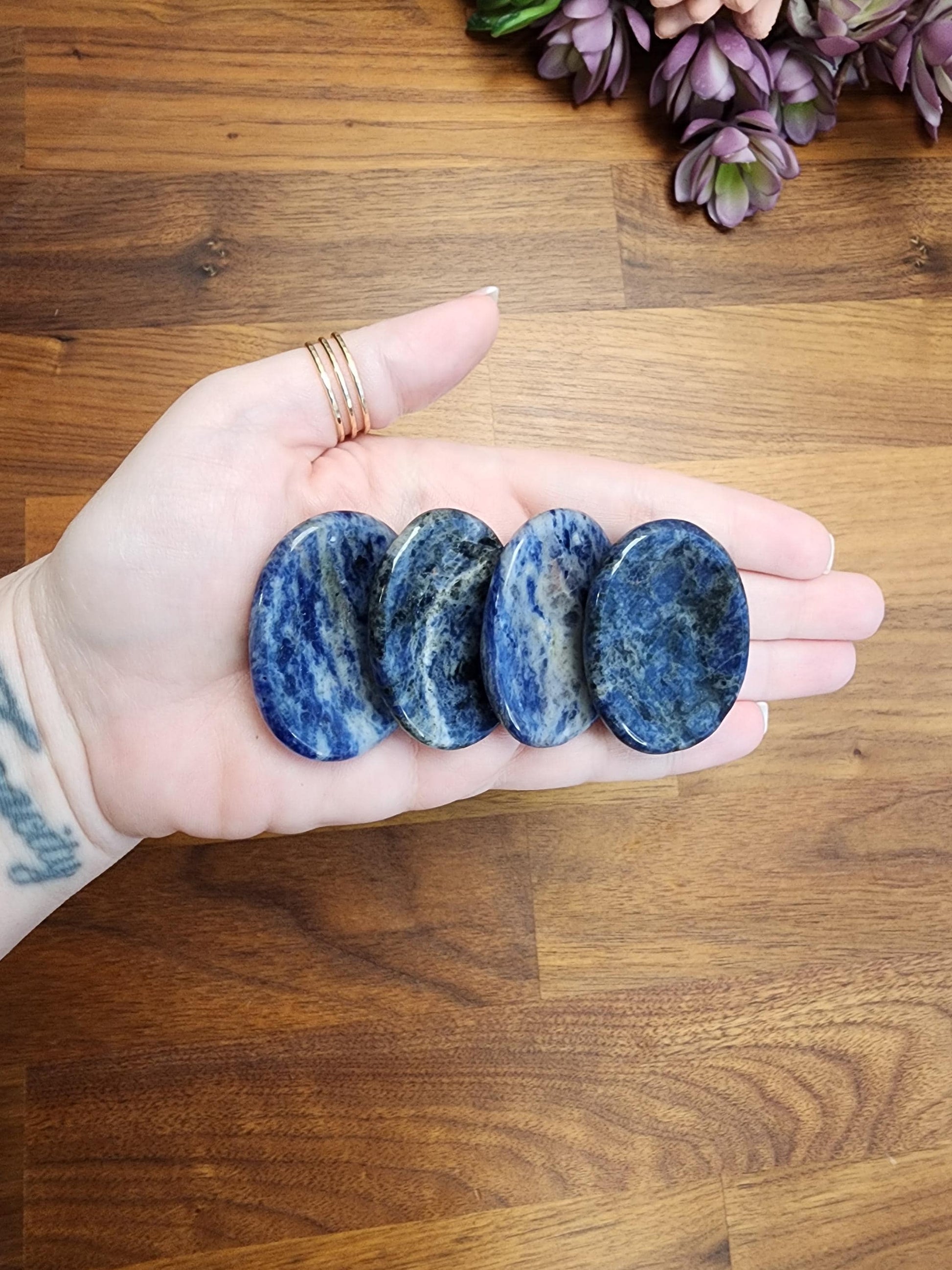 Sodalite Crystal Worry Stone: Deep Blue Pocket Fidget (1.77")