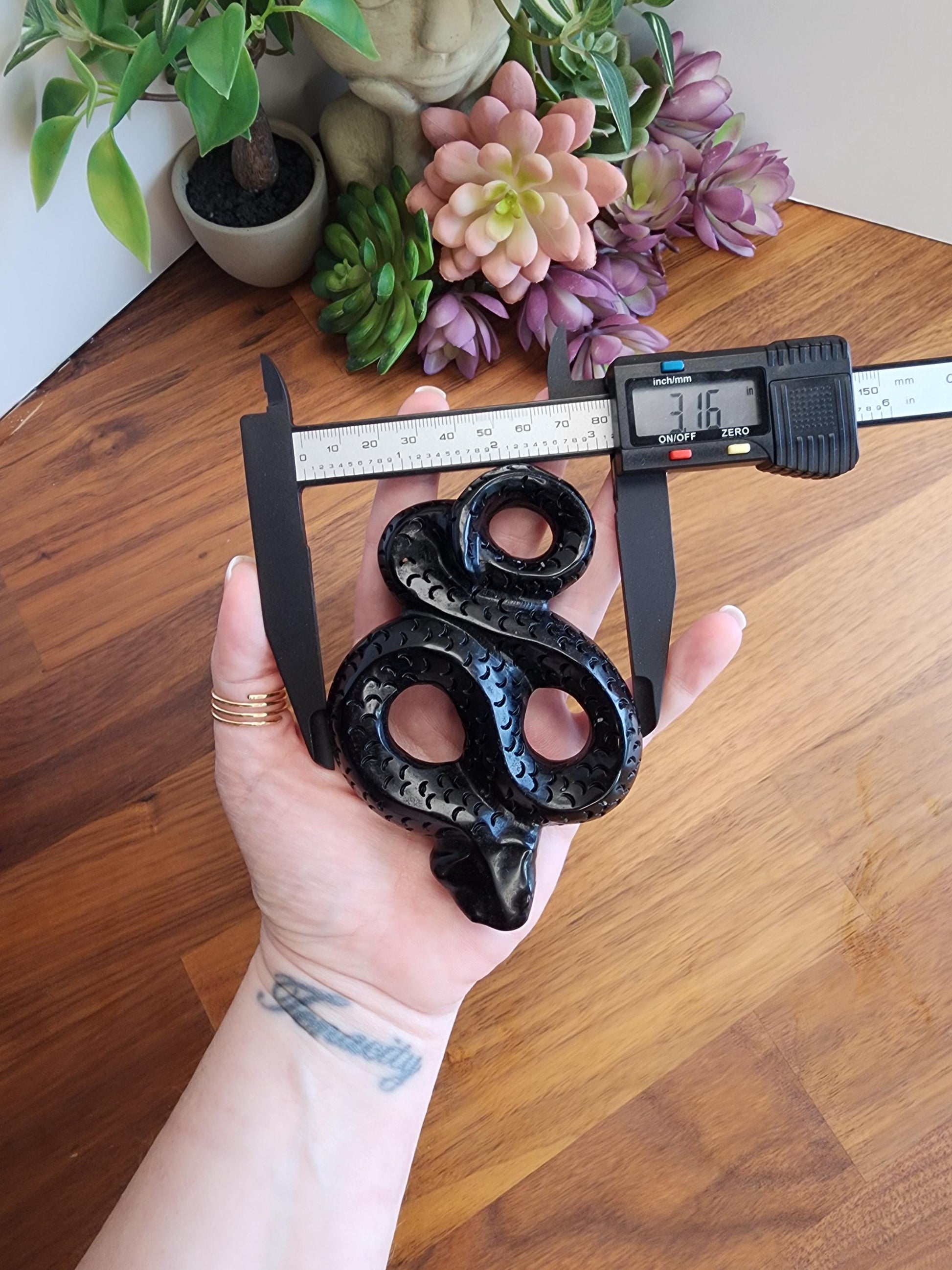Mystical Black Obsidian Snake: Gothic Crystal Home Decor for Dark Academia Vibes | Serpent | Halloween | Spooky Season | Year of the Snake