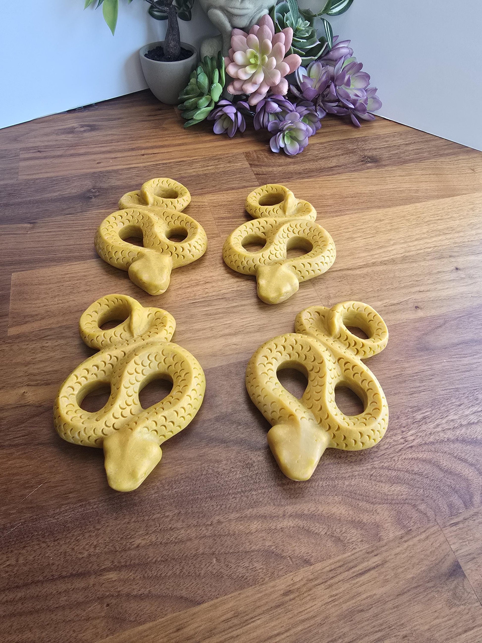 Yellow Jade Crystal Snake | | Burmese Python | Goldstone Serpent Gift for Nature Lover or Hiking Friend | Halloween Reptile Decor for kids