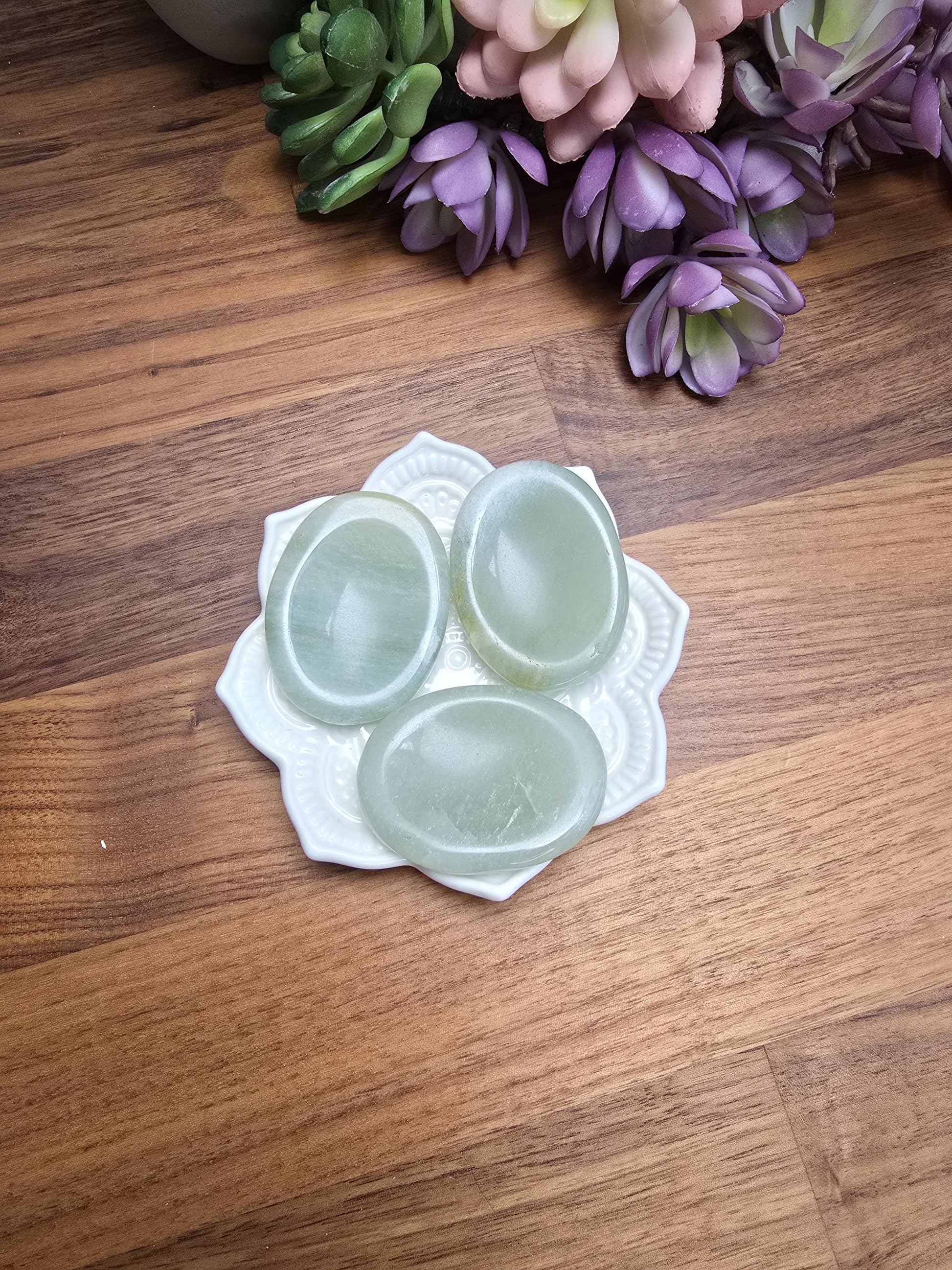 Green Onyx Worry Stone: Chunky 1.9' Light Minty Crystal - Smooth Polished Finish
