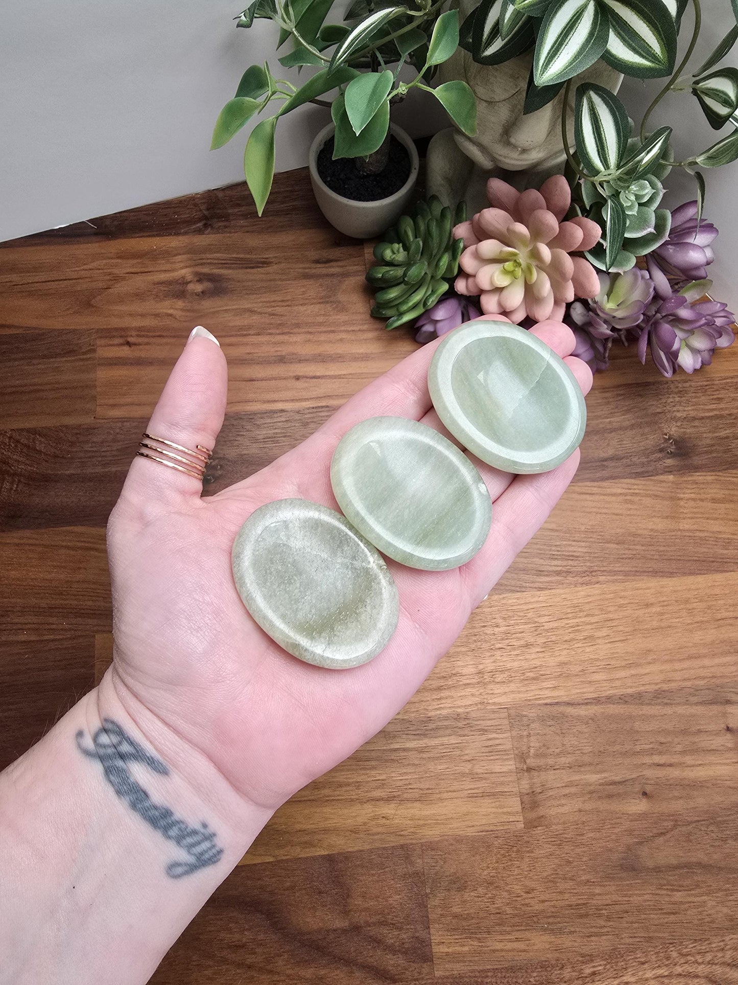 Green Onyx Worry Stone: Chunky 1.9' Light Minty Crystal - Smooth Polished Finish