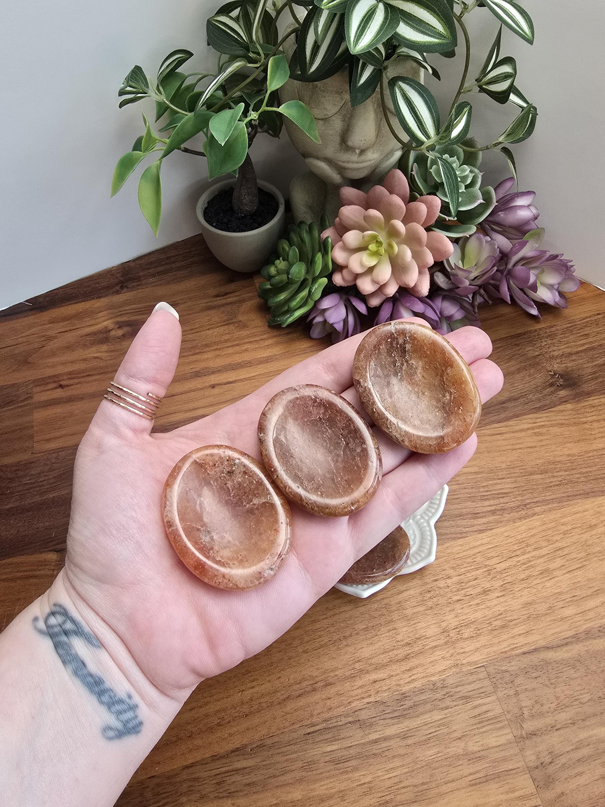 Chunky Hematoid Quartz Worry Stone: Golden Healer Crystal (1.9")