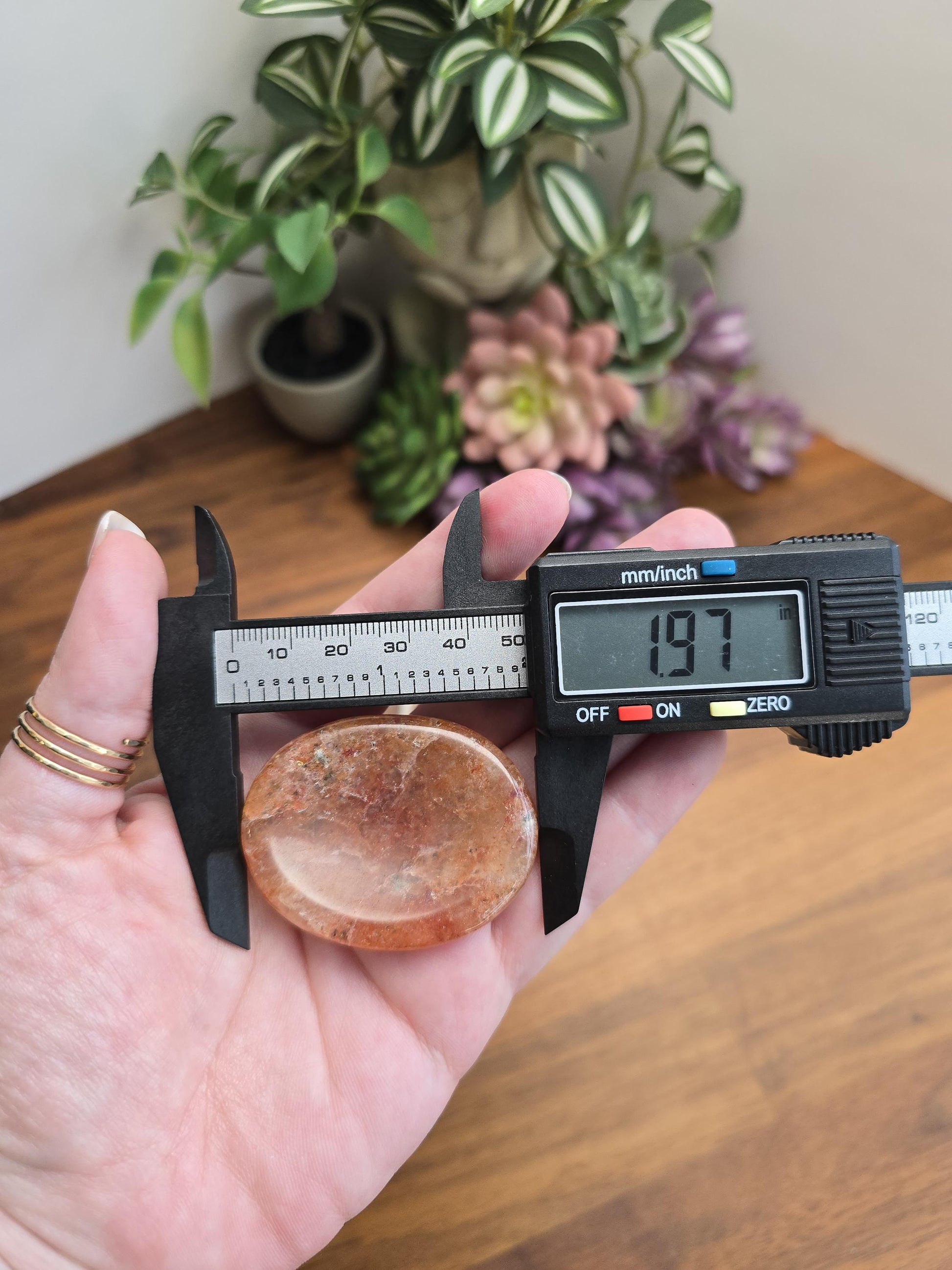 Chunky Hematoid Quartz Worry Stone: Golden Healer Crystal (1.9")