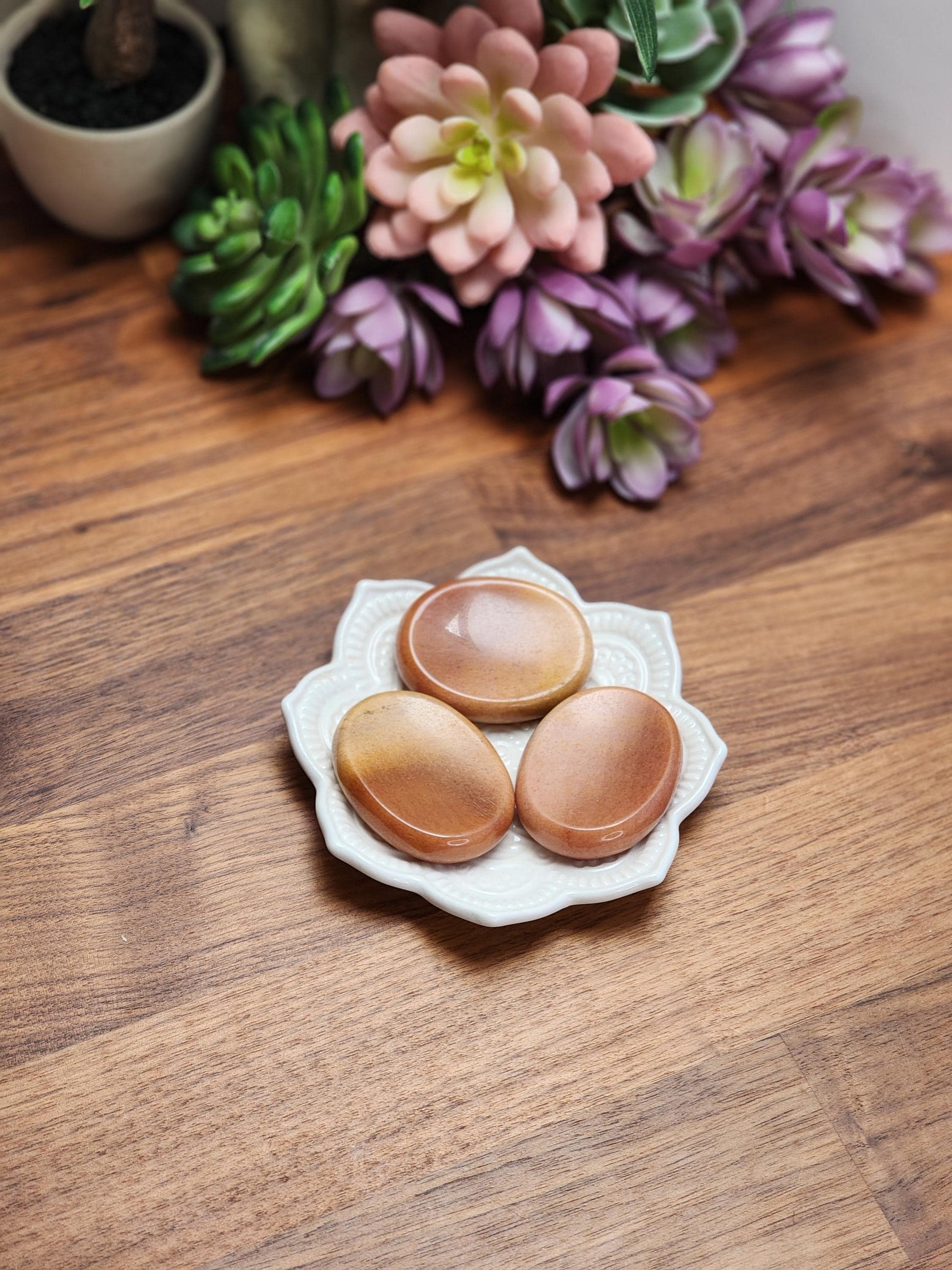 Ombre Peach Aventurine Worry Stone: Sensory Fidget, Calming Gift