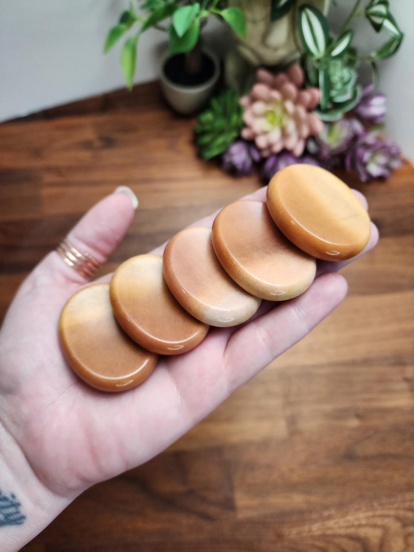 Ombre Peach Aventurine Worry Stone: Sensory Fidget, Calming Gift