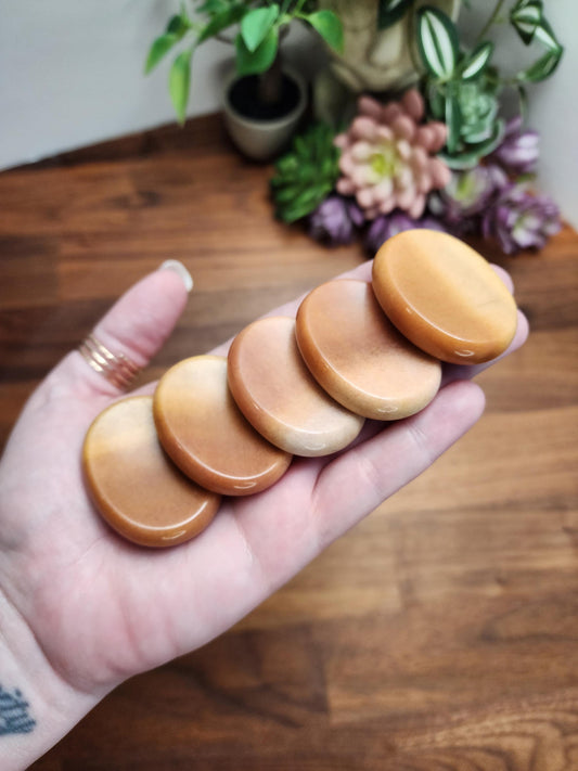 Ombre Peach Aventurine Worry Stone: Sensory Fidget, Calming Gift