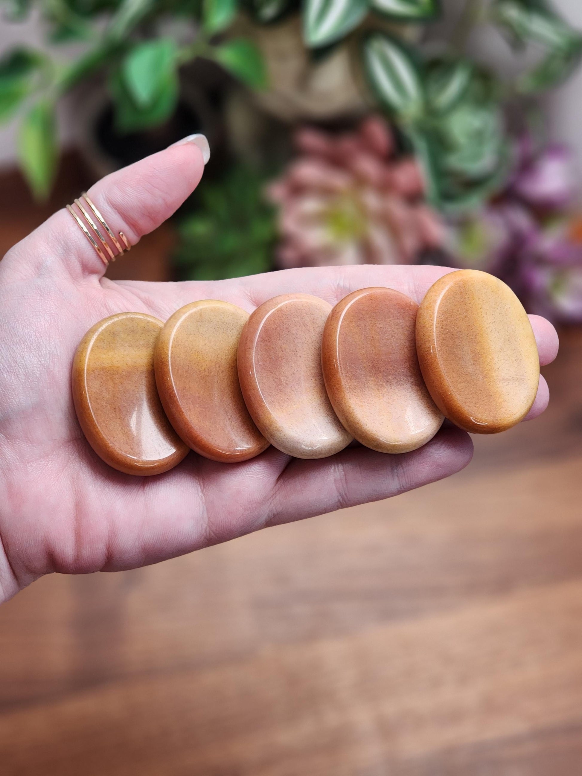 Ombre Peach Aventurine Worry Stone: Sensory Fidget, Calming Gift