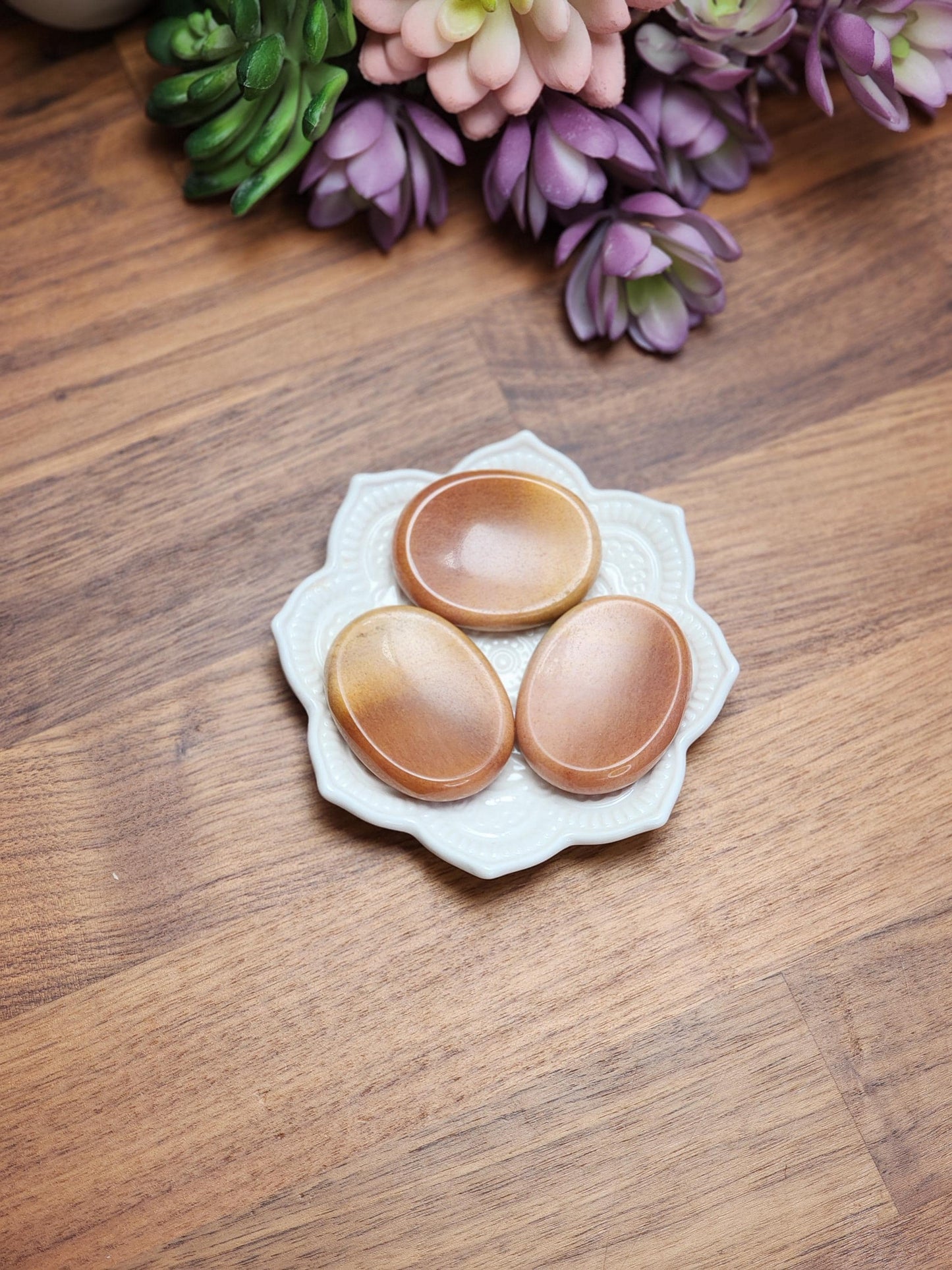 Ombre Peach Aventurine Worry Stone: Sensory Fidget, Calming Gift