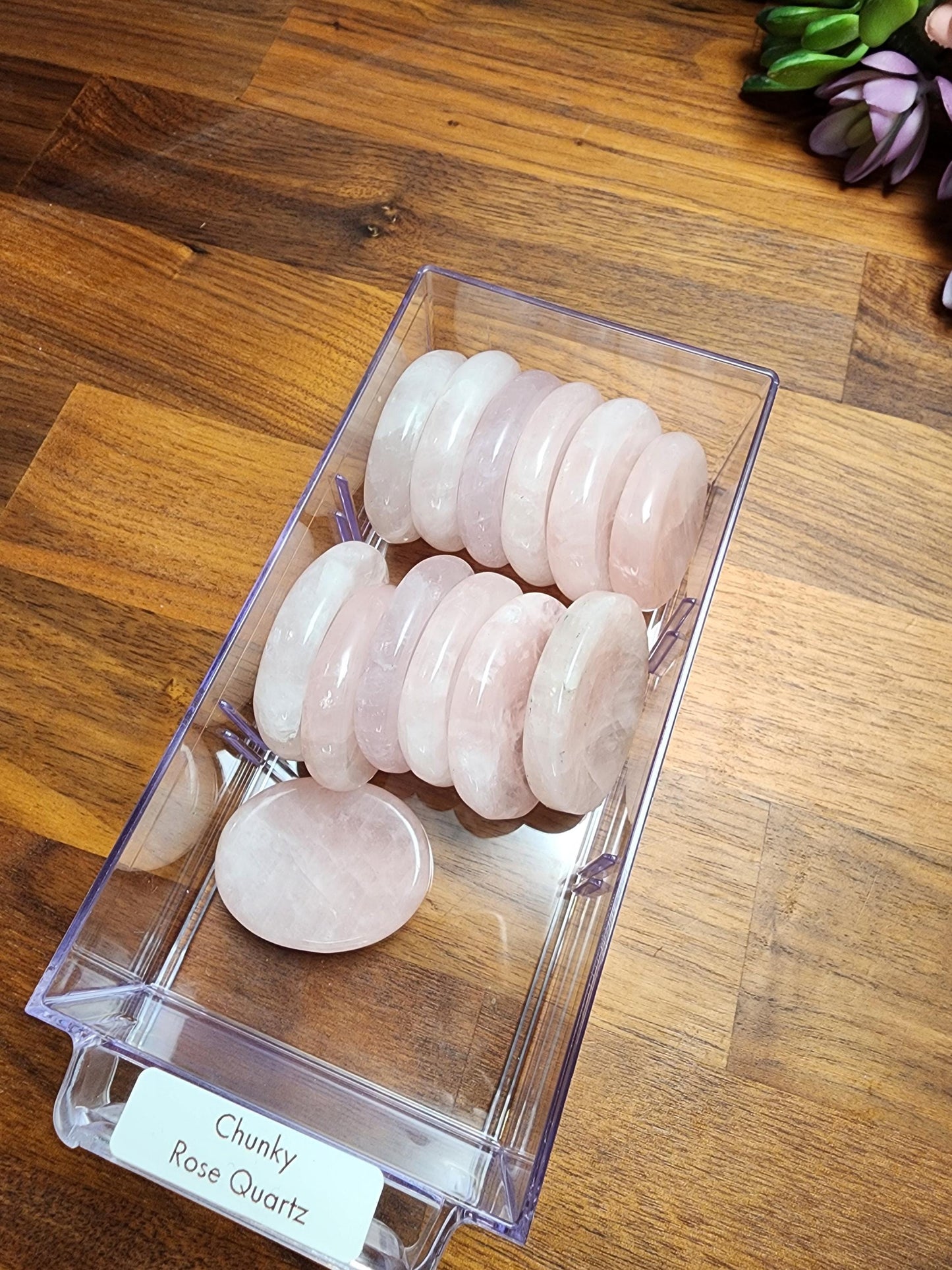 Chunky Rose Quartz Worry Stone: Tactile Stress Relief Pocket Crystal