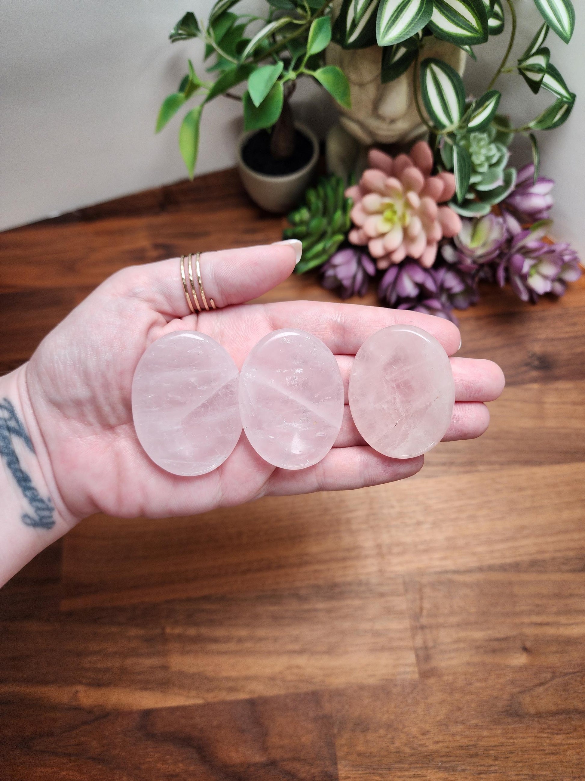 Chunky Rose Quartz Worry Stone: Tactile Stress Relief Pocket Crystal