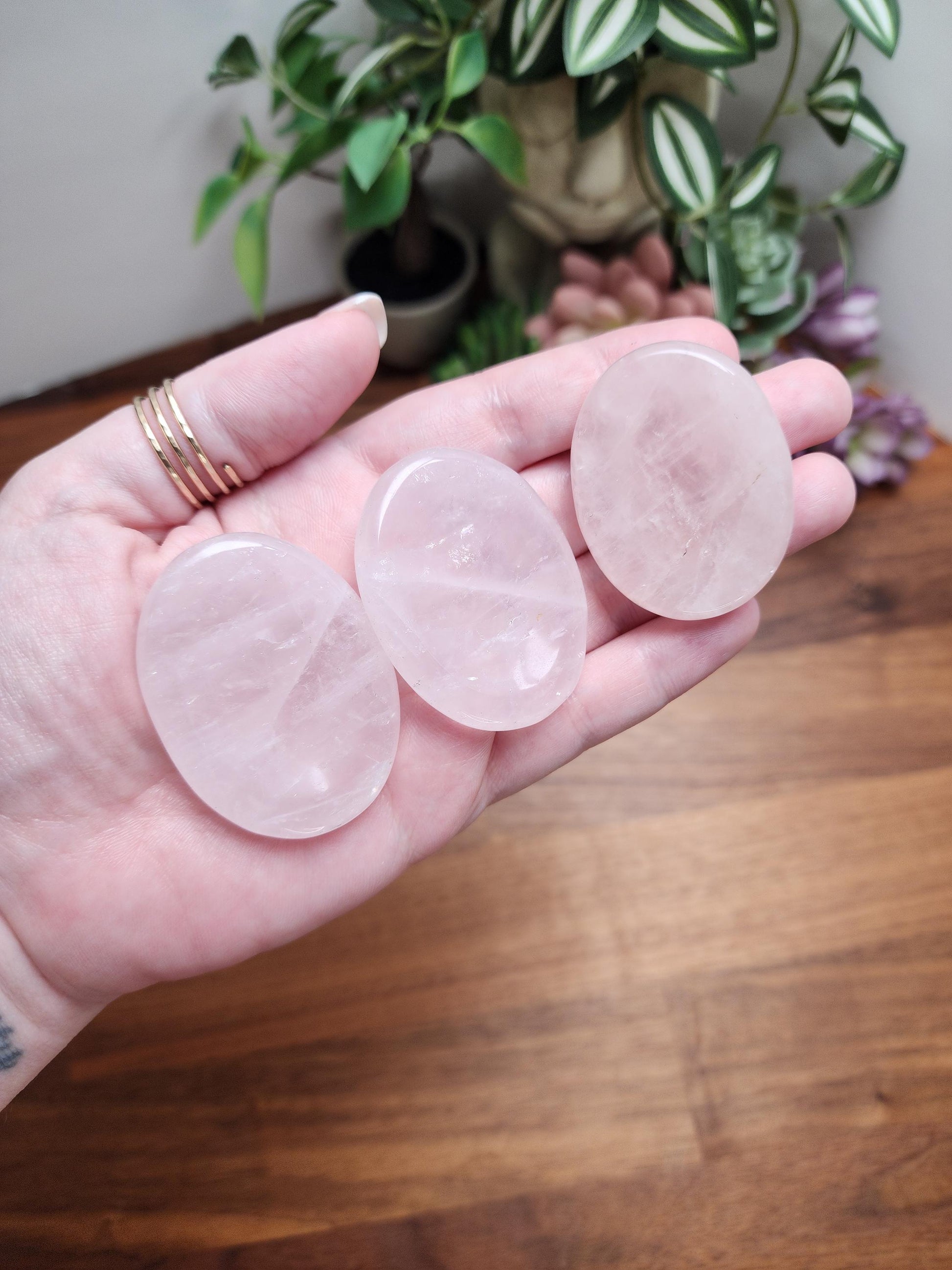 Chunky Rose Quartz Worry Stone: Tactile Stress Relief Pocket Crystal