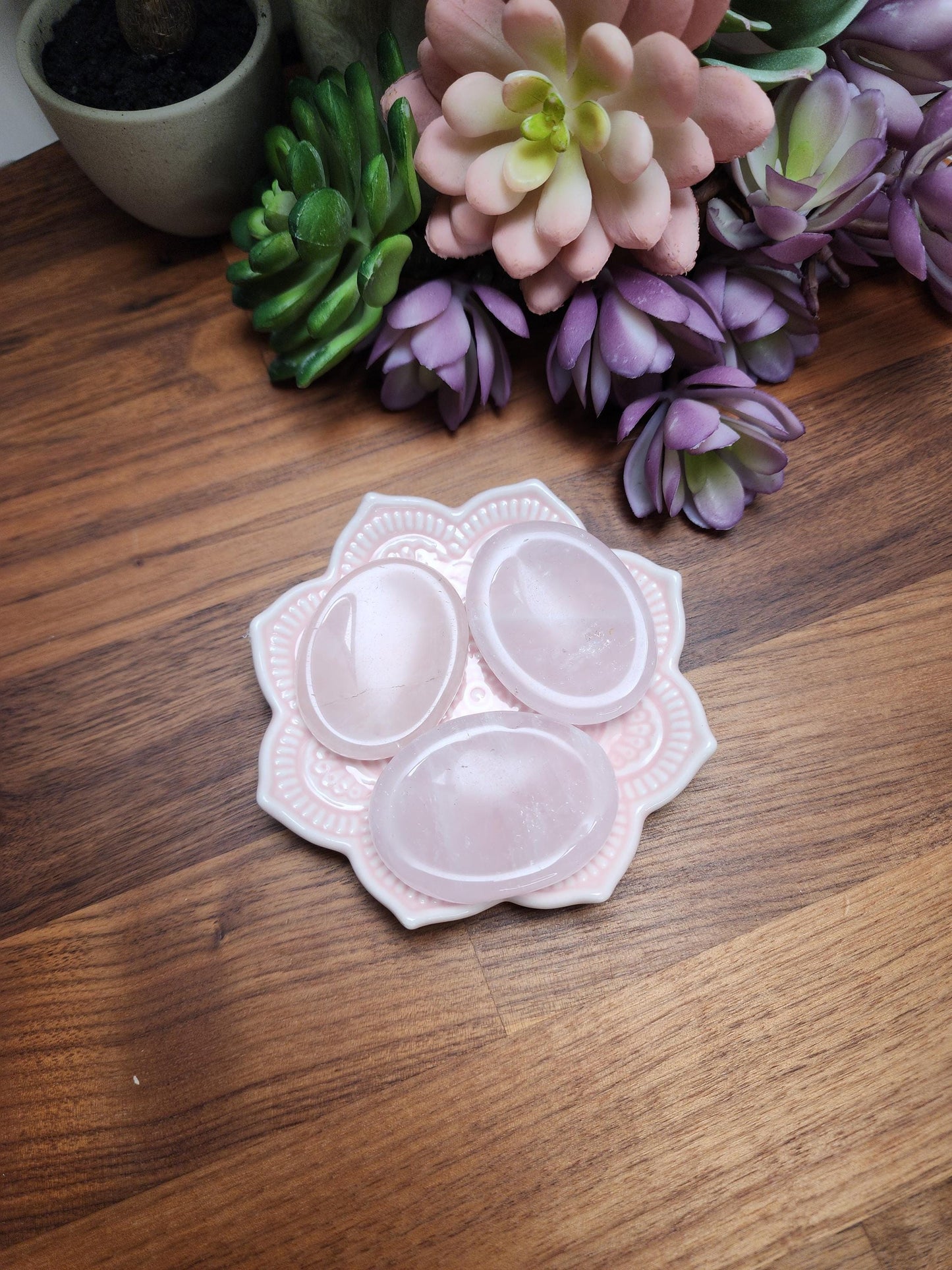 Chunky Rose Quartz Worry Stone: Tactile Stress Relief Pocket Crystal