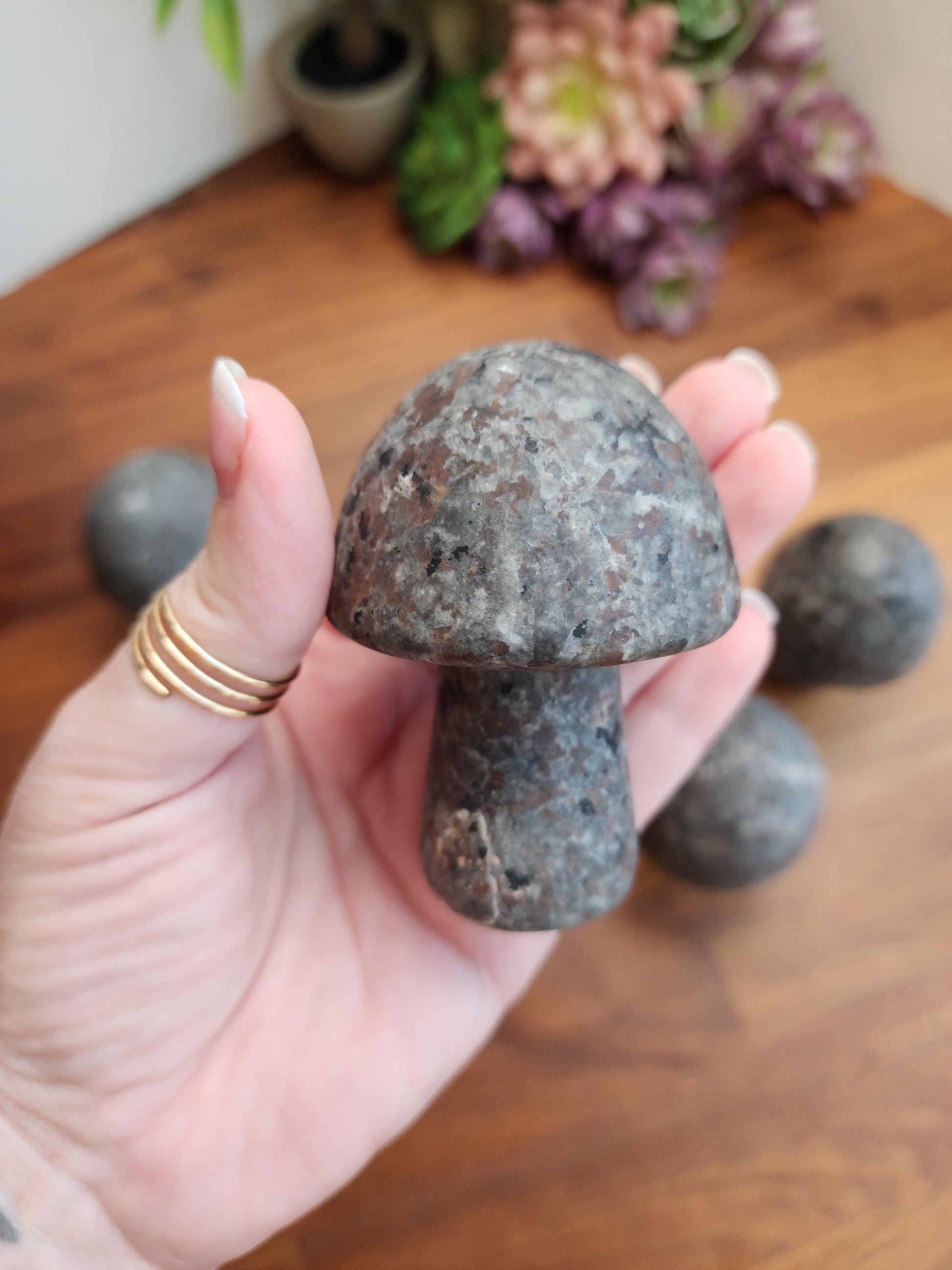 Magical Yooperlite Mushroom Crystal | UV Reactive (Blacklight) Carvings | Cottagecore Home Decor or Spooky Season | Geology Rocks Kids Gifts