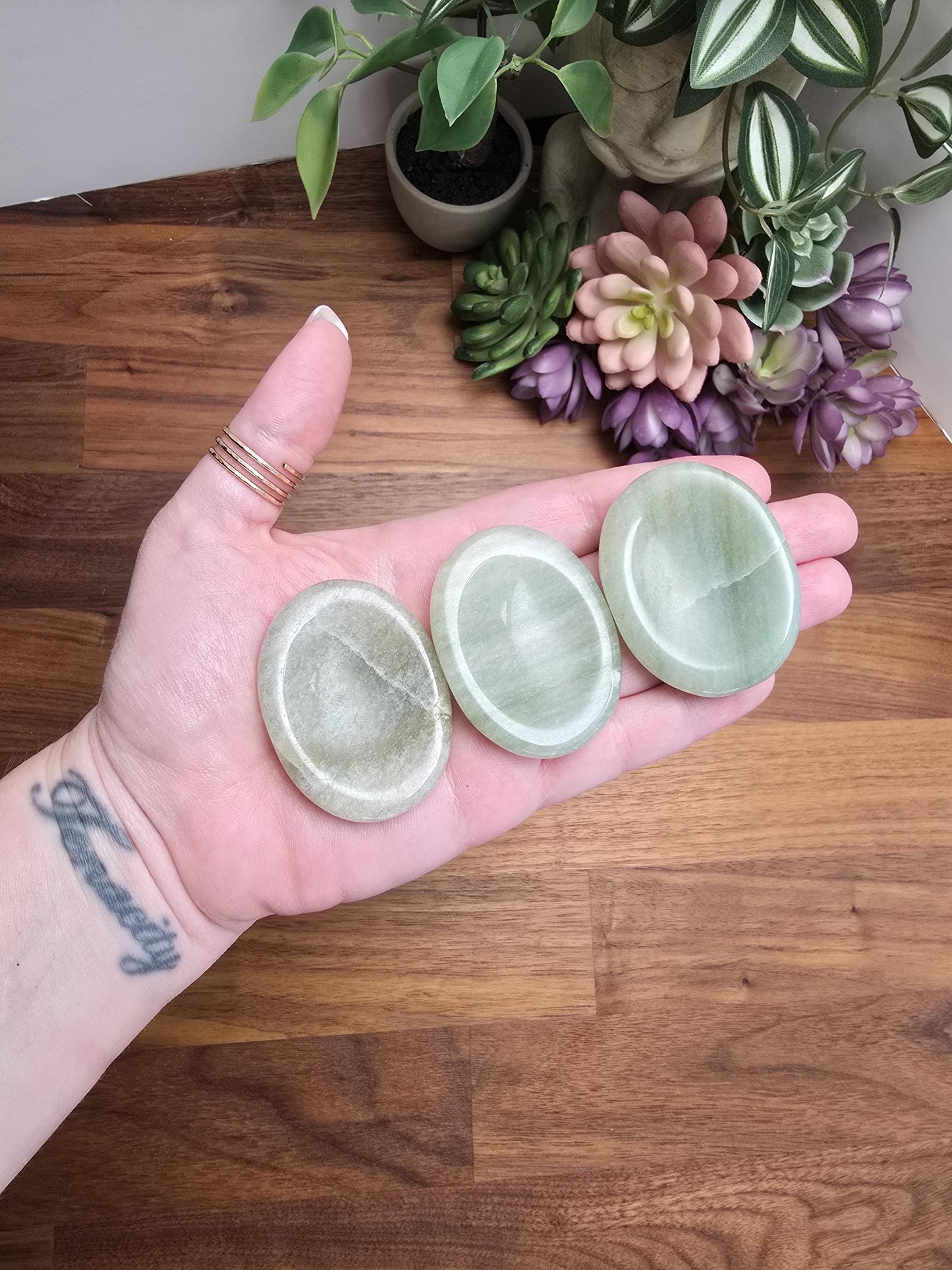 Green Onyx Worry Stone: Chunky 1.9' Light Minty Crystal - Smooth Polished Finish