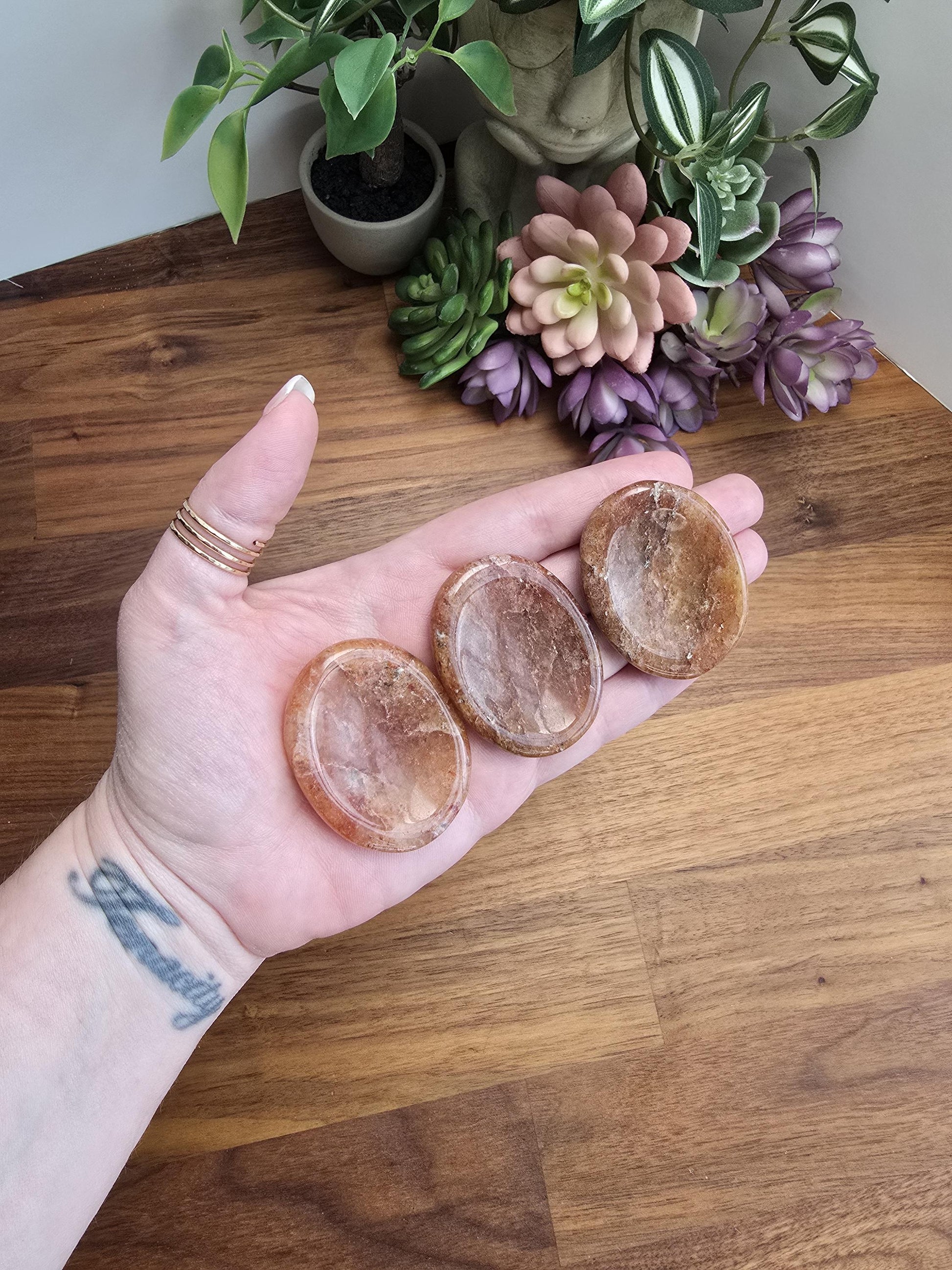 Chunky Hematoid Quartz Worry Stone: Golden Healer Crystal (1.9")