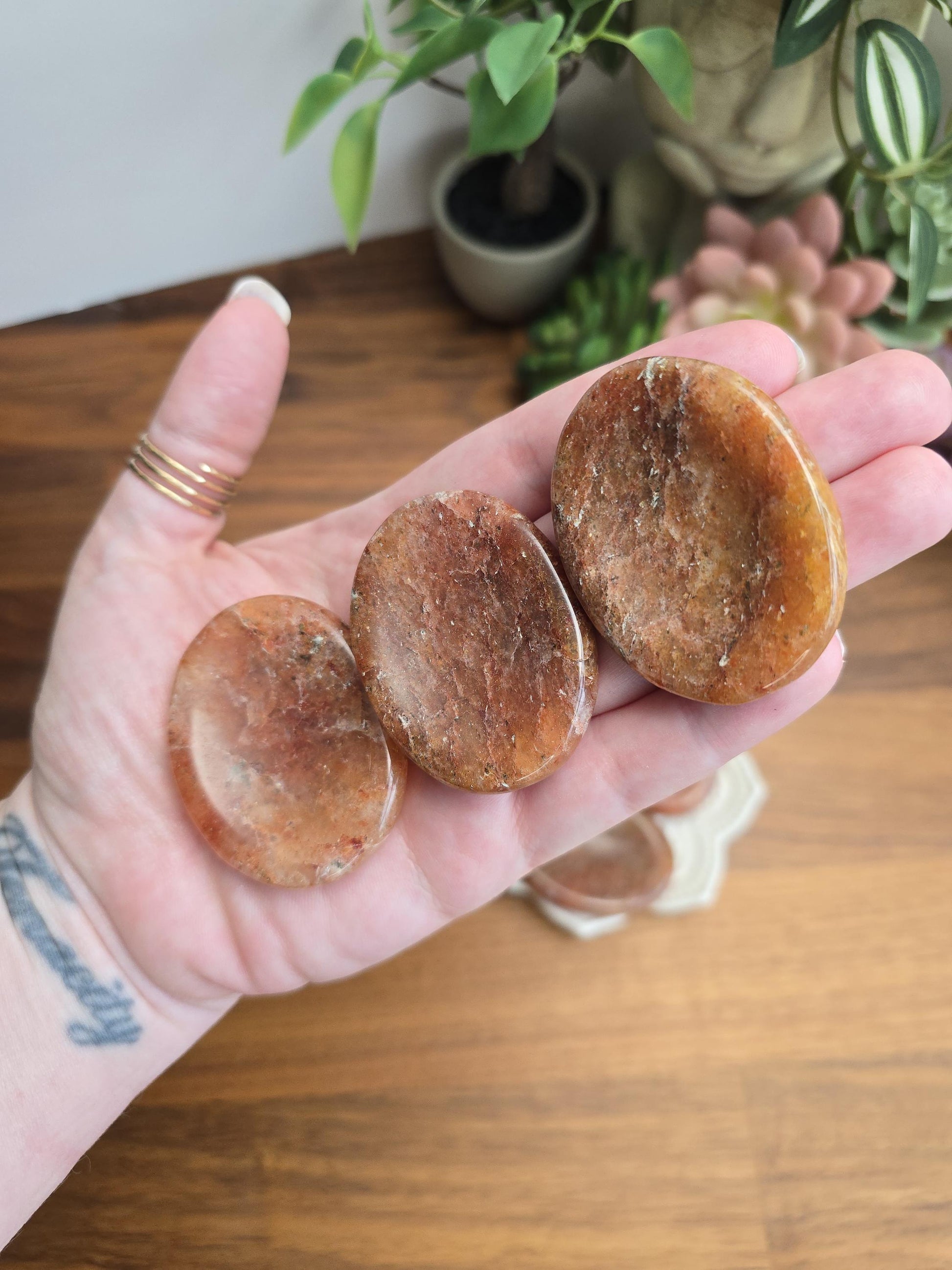 Chunky Hematoid Quartz Worry Stone: Golden Healer Crystal (1.9")