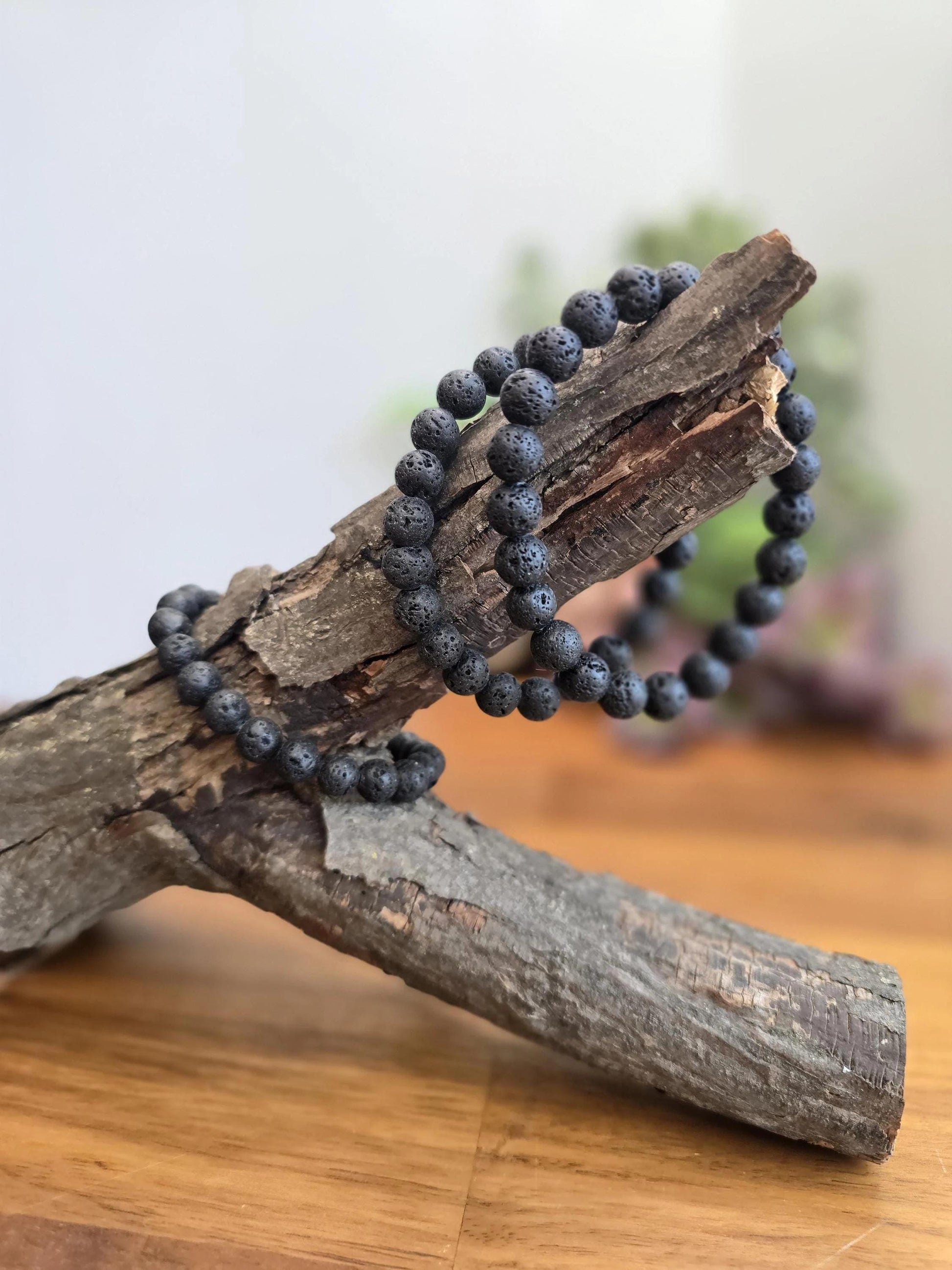 Lava Rock Bracelet | 8MM Black Crystal Beads | Aroma Therapy Jewelry for oils and perfume | Men's Boho Gift | Intuitively Chosen