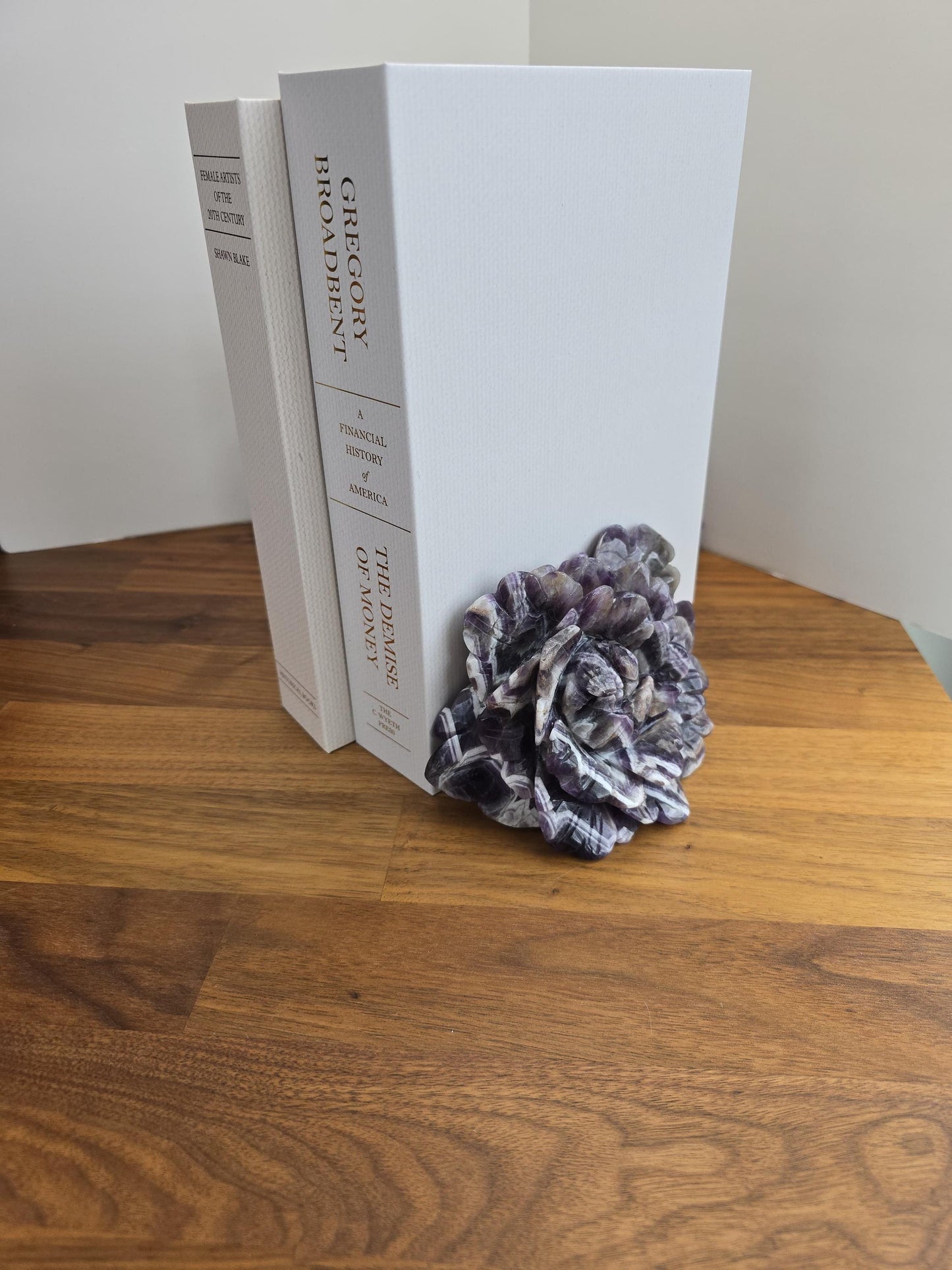 Chevron Amethyst Rose Bookend: Purple Crystal Statement Piece