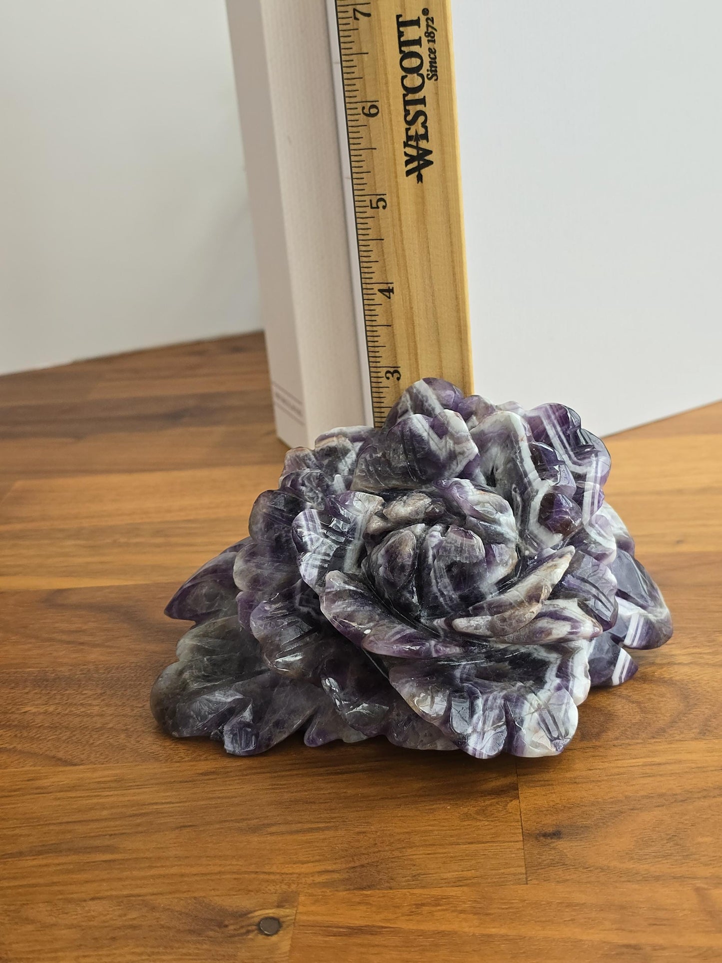 Chevron Amethyst Rose Statement Piece | Big Crystal Bookend for Mother's Day Gifts | Purple Dream Ame Flower | One of a Kind