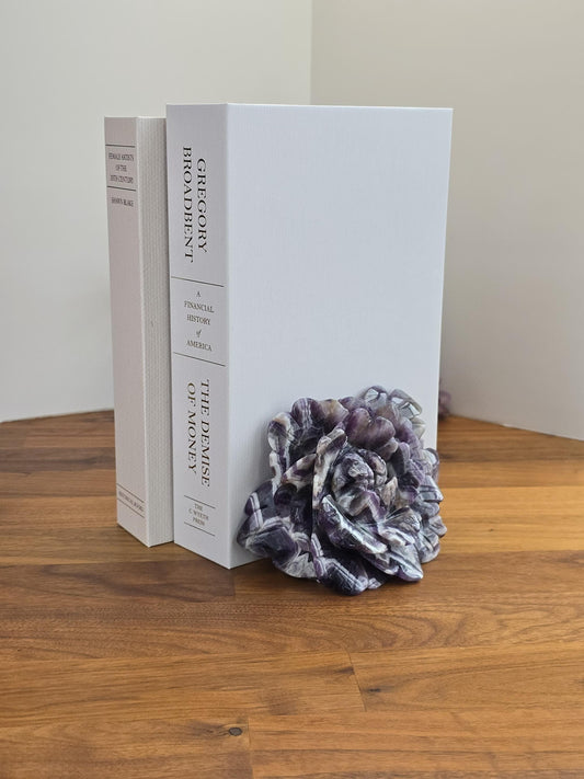 Chevron Amethyst Rose Statement Piece | Big Crystal Bookend for Mother's Day Gifts | Purple Dream Ame Flower | One of a Kind