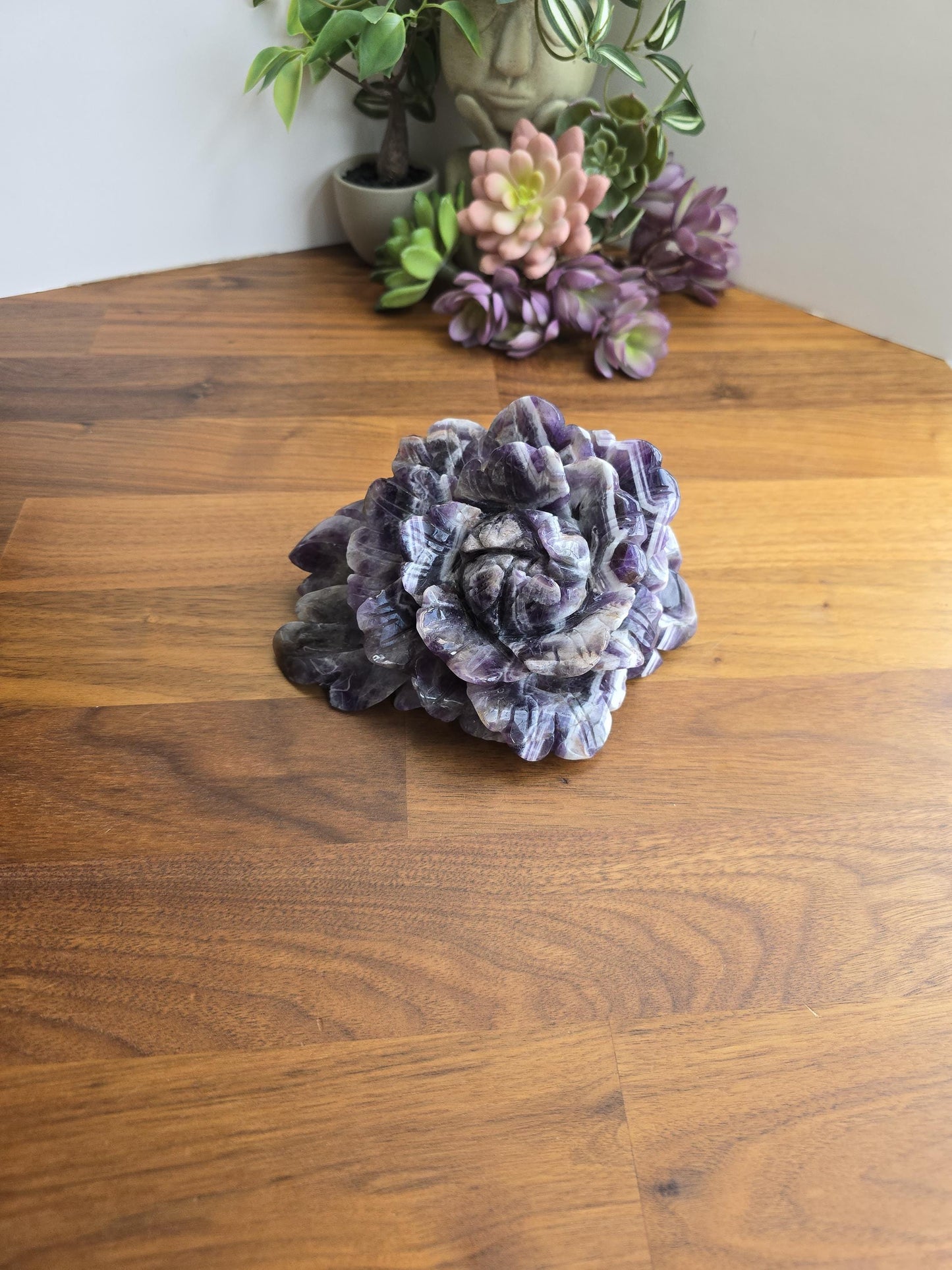 Chevron Amethyst Rose Statement Piece | Big Crystal Bookend for Mother's Day Gifts | Purple Dream Ame Flower | One of a Kind