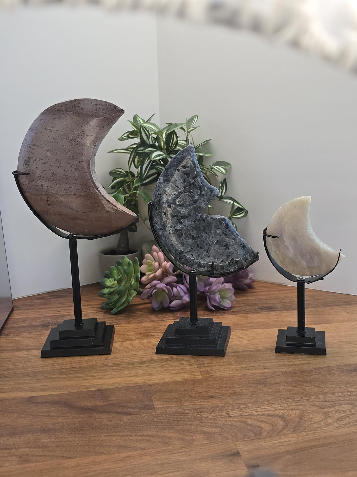Crystal Moon Stand: Bendable Metal in Silver or Gold