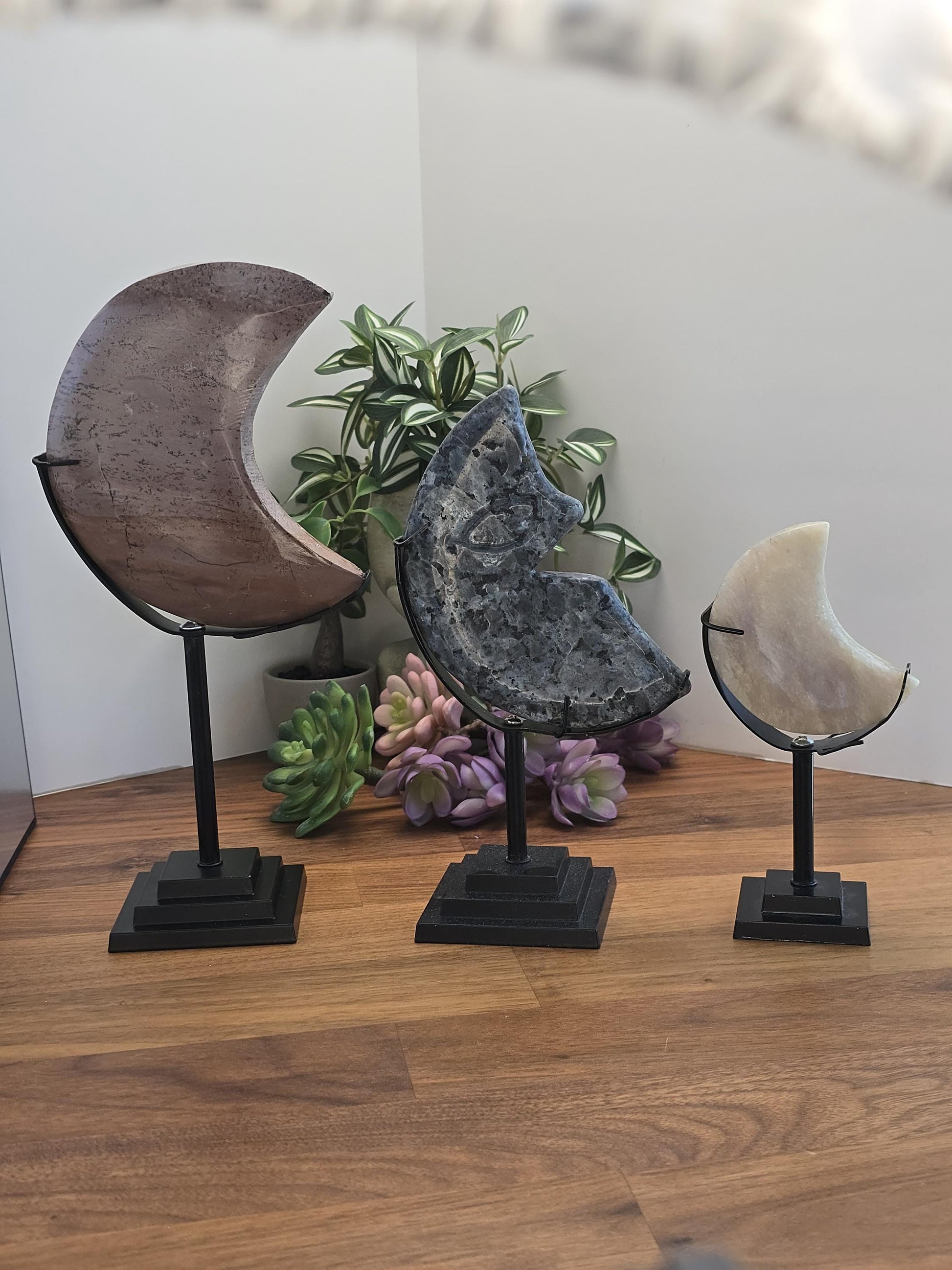Crystal Moon Stand: Bendable Metal in Silver or Gold