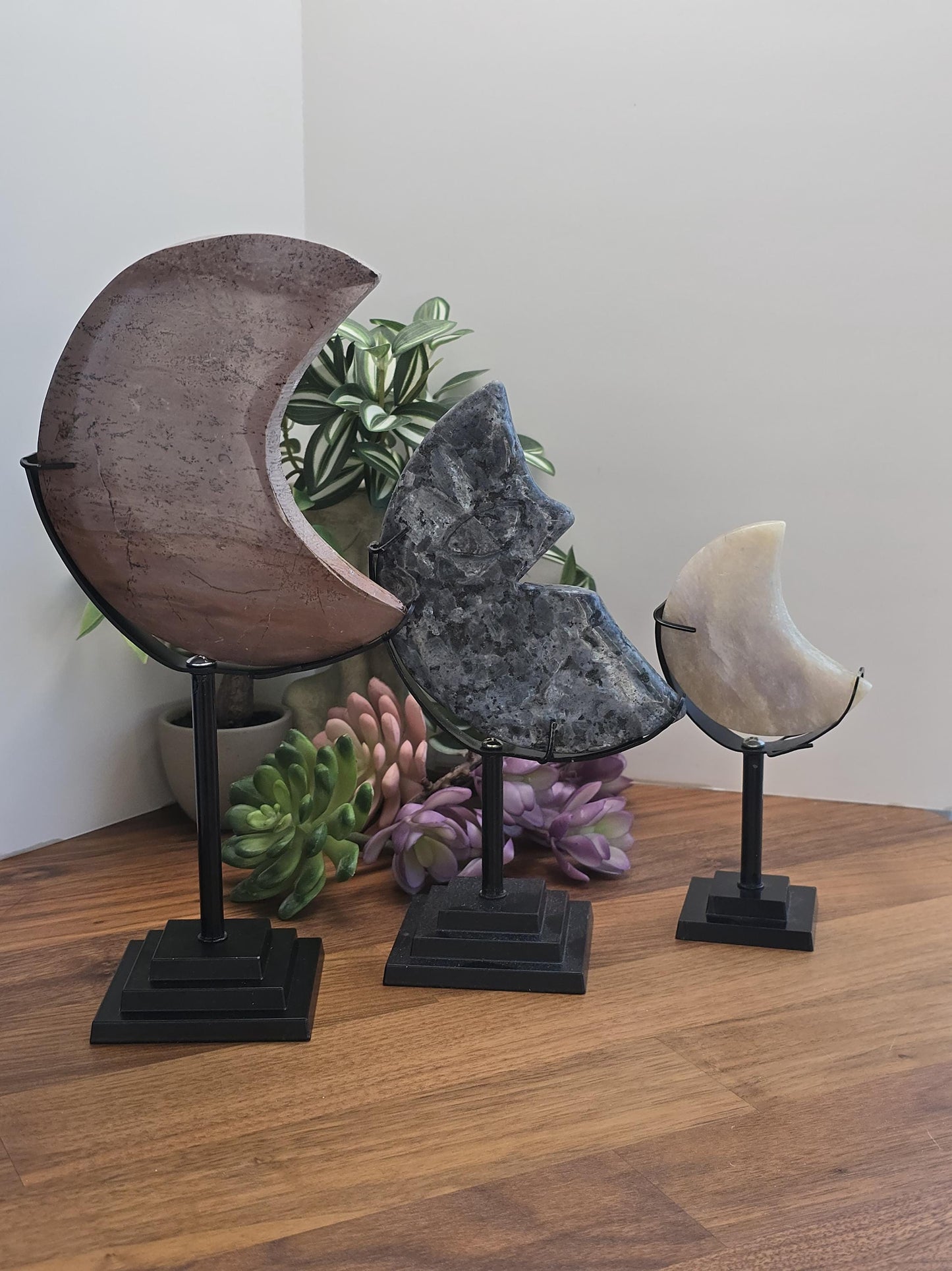 Crystal Moon Stand: Bendable Metal in Silver or Gold