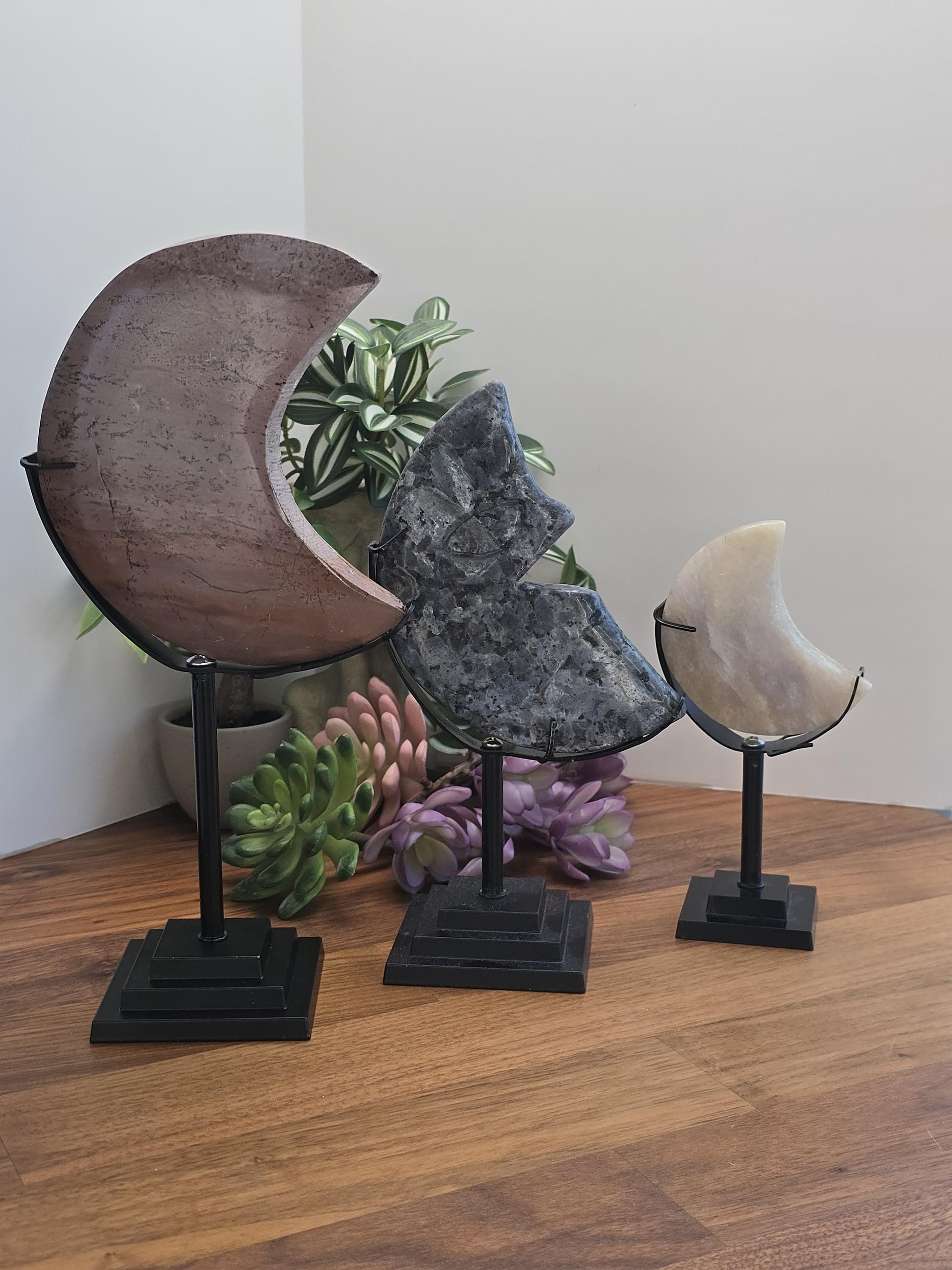 Crystal Moon Stand: Bendable Metal in Silver or Gold