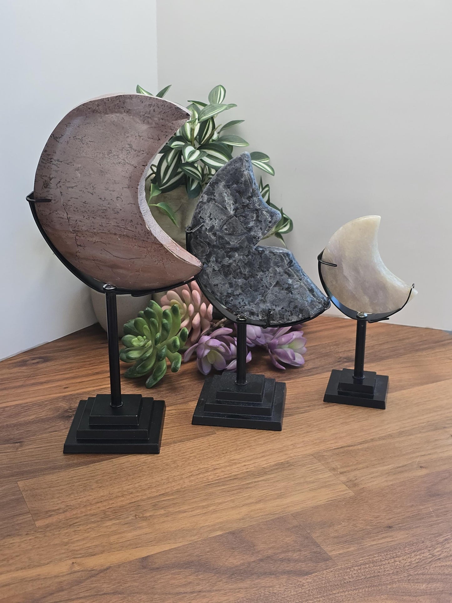 Crystal Moon Stand: Bendable Metal in Silver or Gold