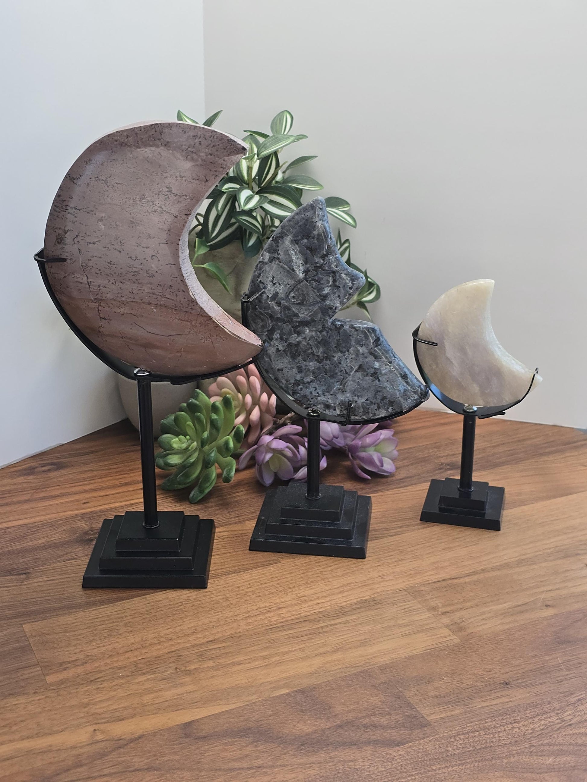 Crystal Moon Stand: Bendable Metal in Silver or Gold