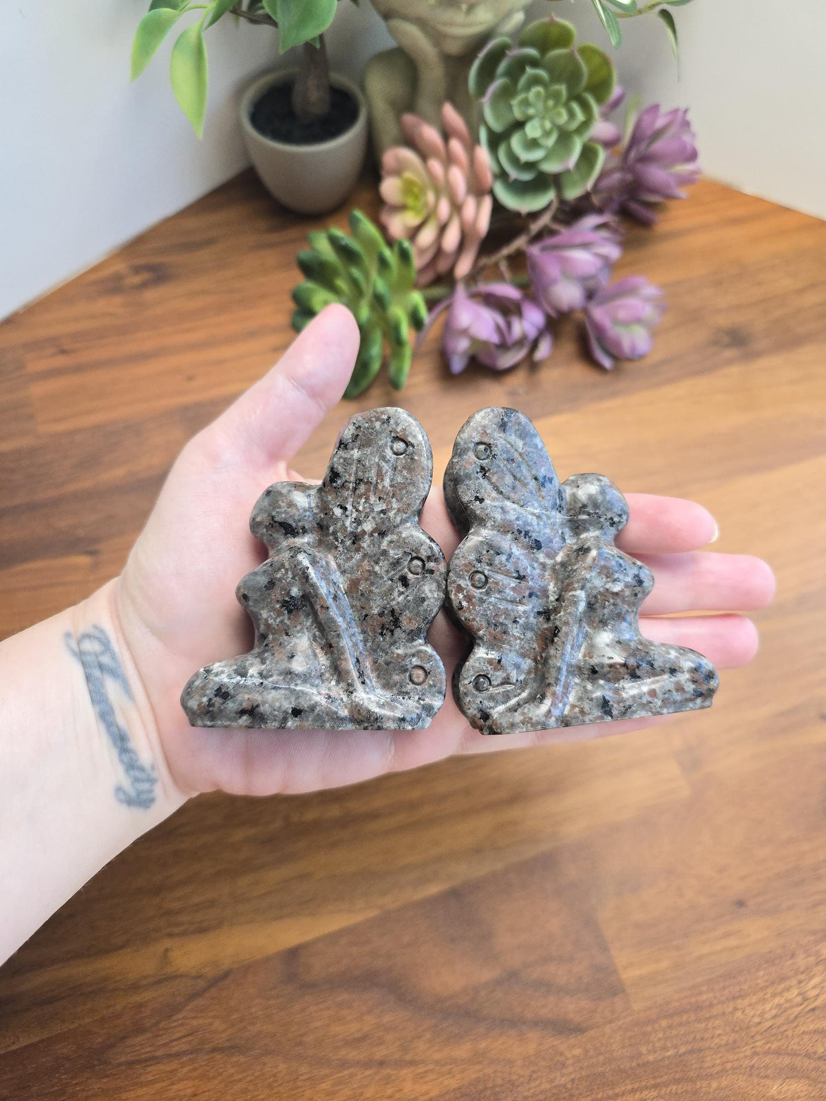 Yooperlite Fairy Crystal Carving: Black, Brown, Gray, UV Reactive (3.5 Inches)
