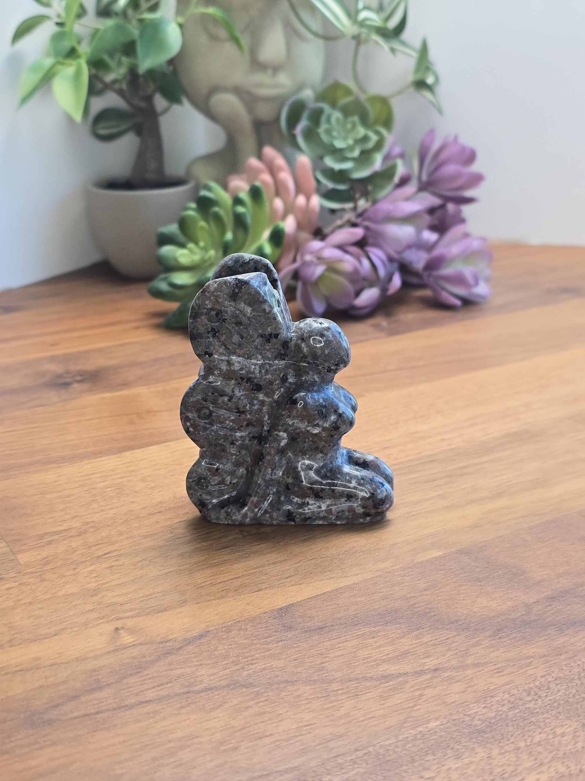 Fanciful Fairy Crystal Carving | 3.5 Inches | Black Brown and Gray | UV Reactive | Intuitively Chosen