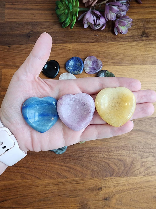 Heart Shaped Crystal Worry Stone, Mixed Colors (Pocket Size 1.5")