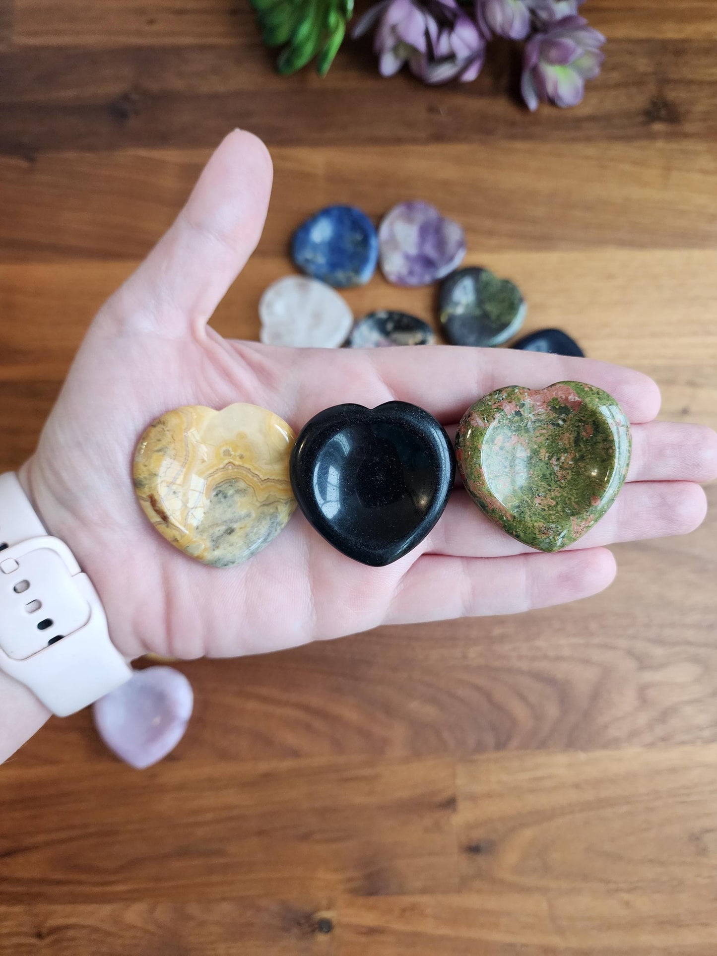 Heart Shaped Crystal Worry Stone, Mixed Colors (Pocket Size 1.5")