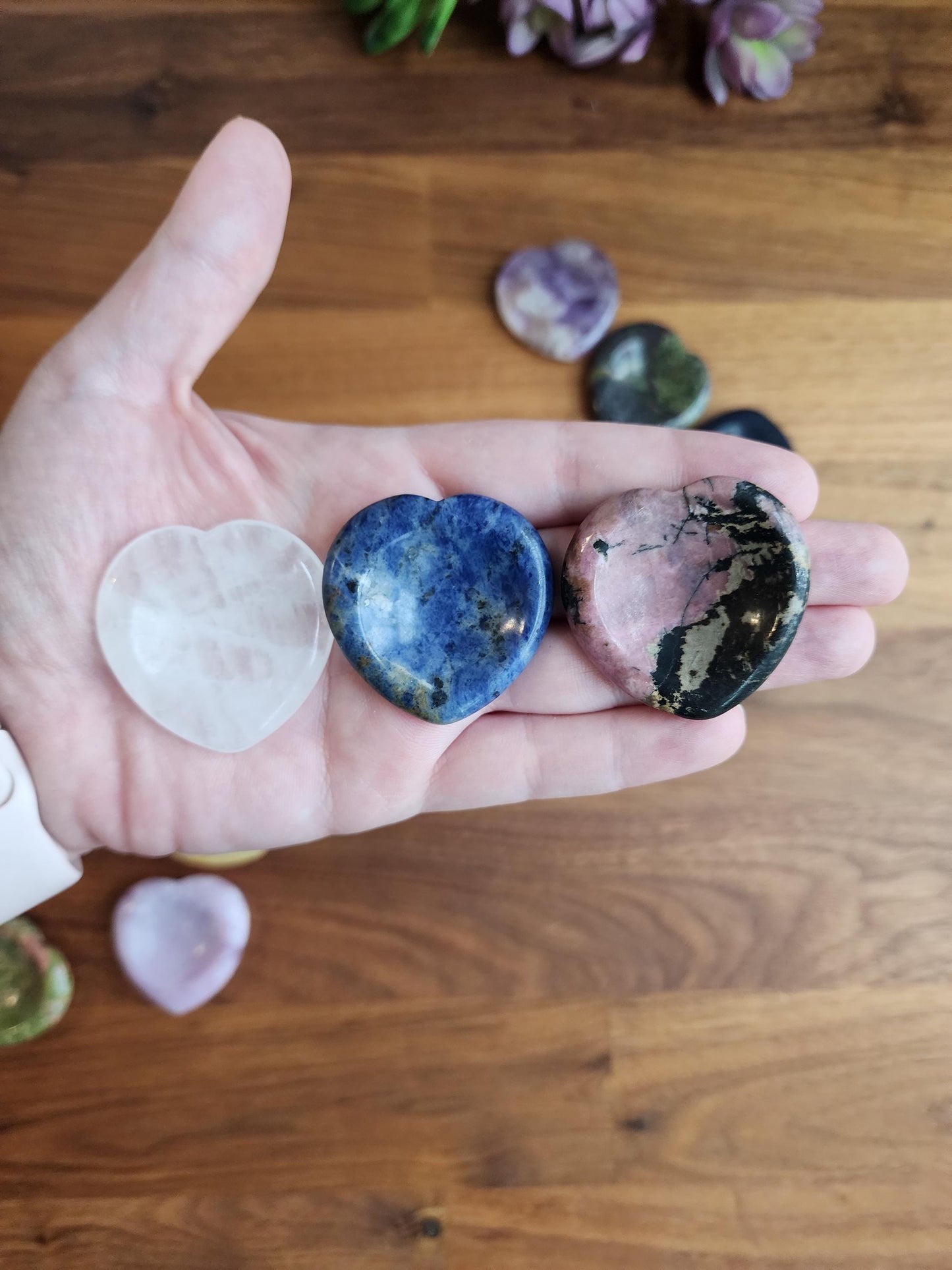 Heart Shaped Crystal Worry Stone, Mixed Colors (Pocket Size 1.5")
