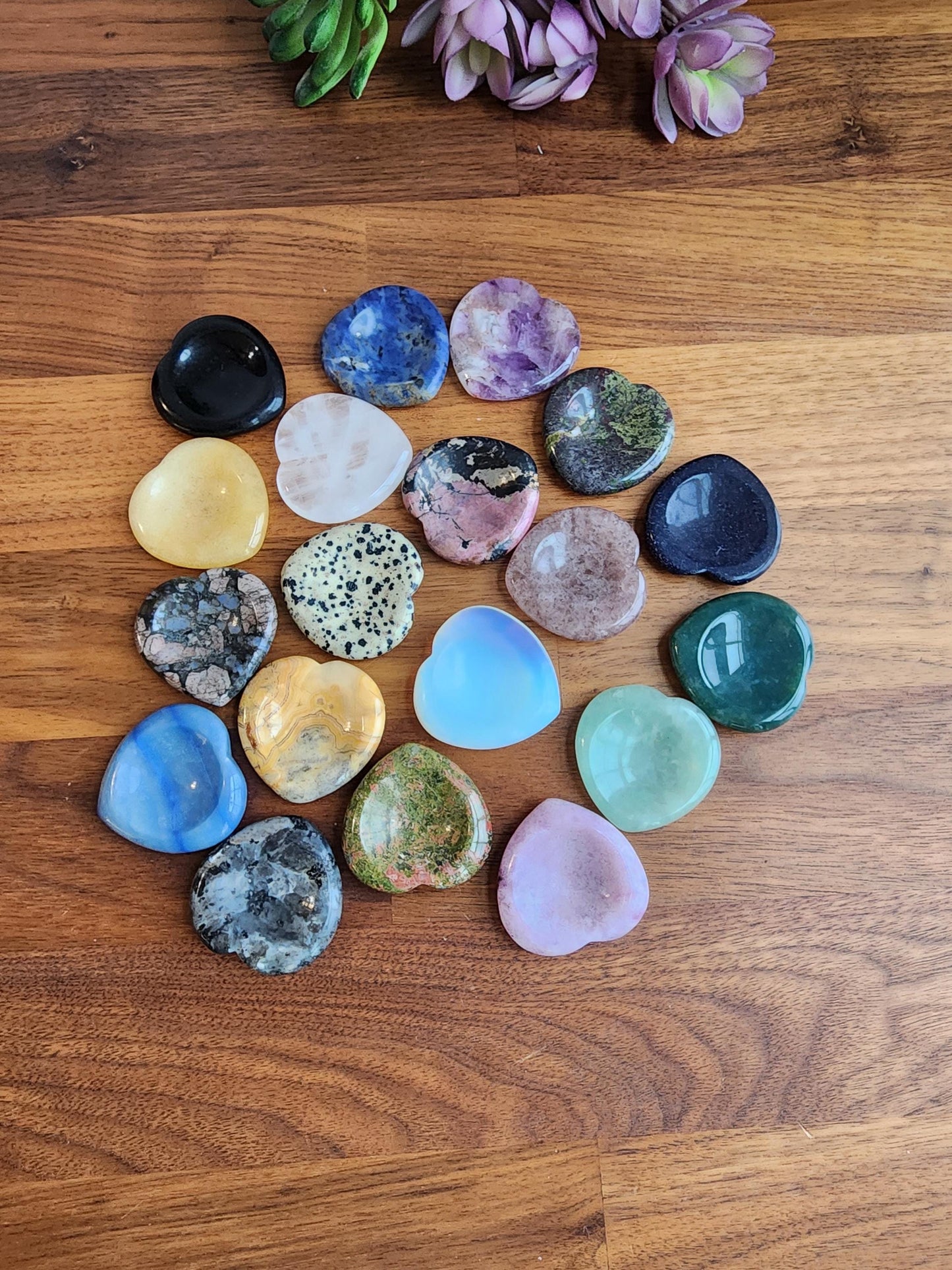 Heart Shaped Crystal Worry Stone, Mixed Colors (Pocket Size 1.5")