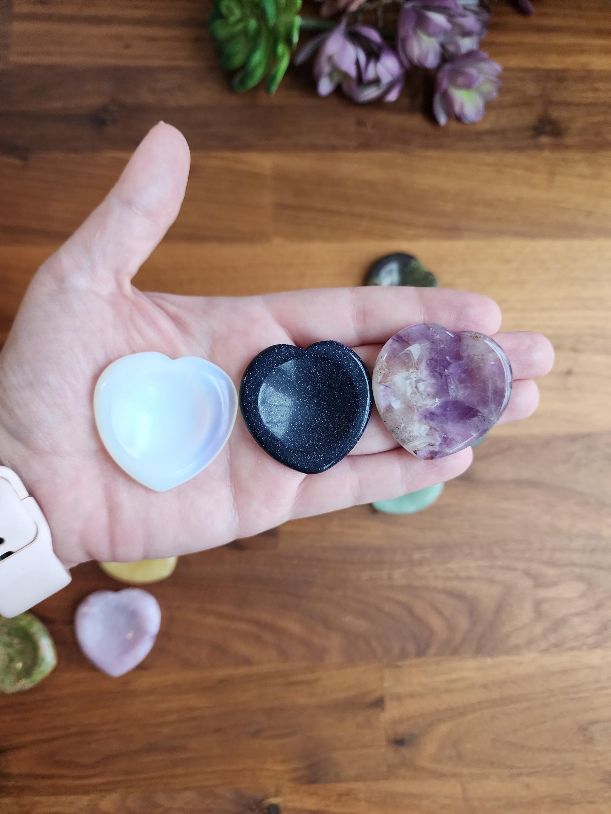 Heart Shaped Crystal Worry Stone, Mixed Colors (Pocket Size 1.5")