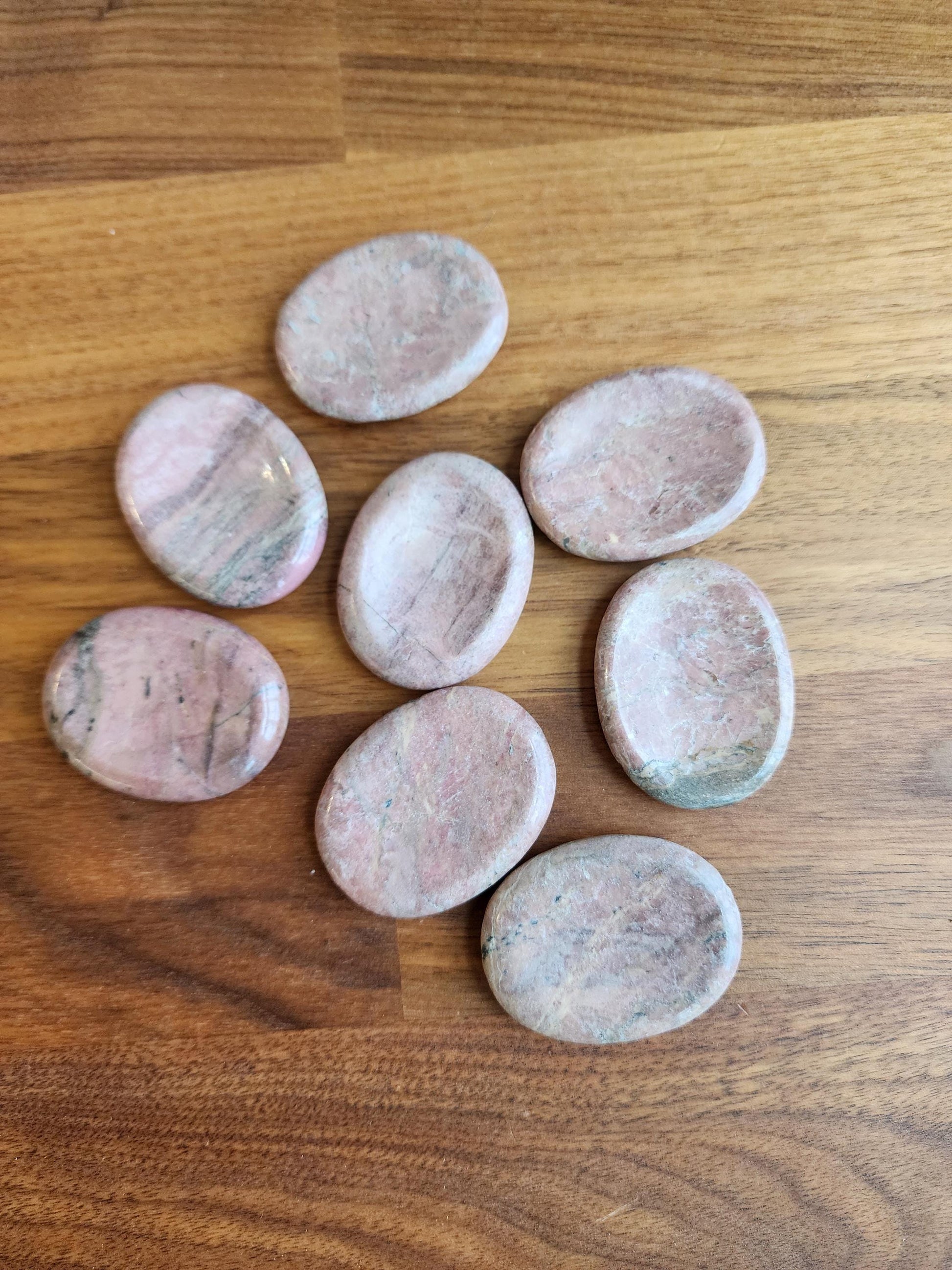 Rhodonite Pocket Stone, Pink with Black Veins (1.77" Smooth Fidget Rock)