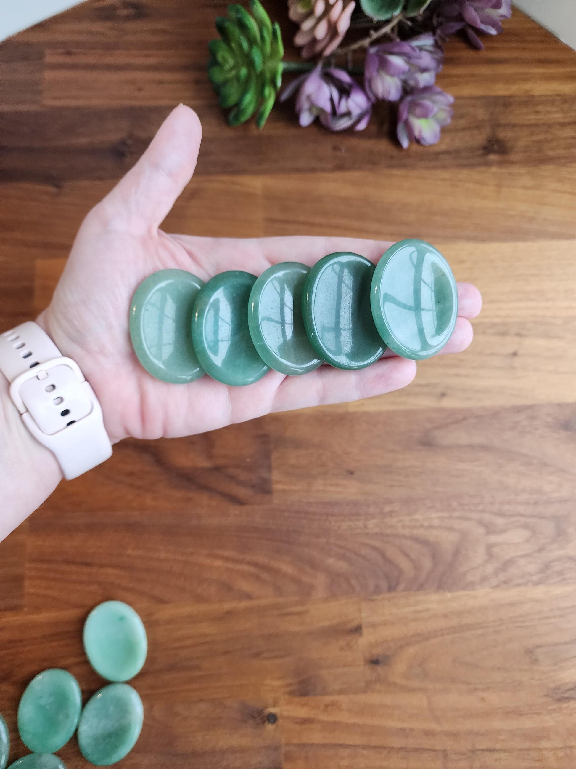 Green Aventurine Worry Stone: Calming Thumb Crystal for Stress (1.77") Earthy Christmas Crystals for Gifts or Tactile Stocking Stuffer