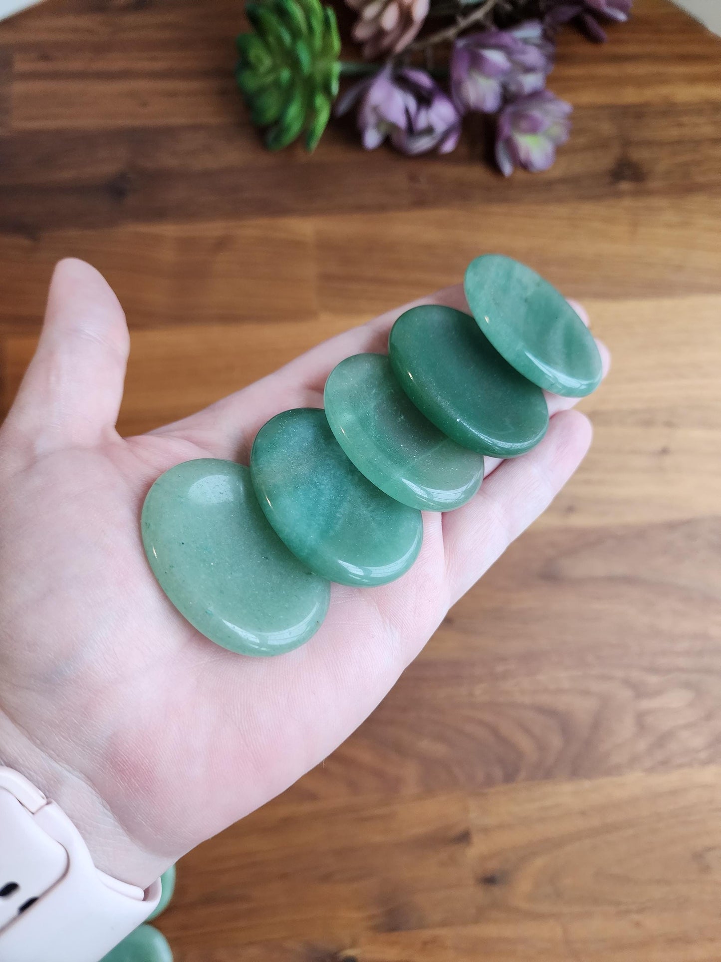 Green Aventurine Worry Stone: Calming Thumb Crystal for Stress (1.77") Earthy Christmas Crystals for Gifts or Tactile Stocking Stuffer