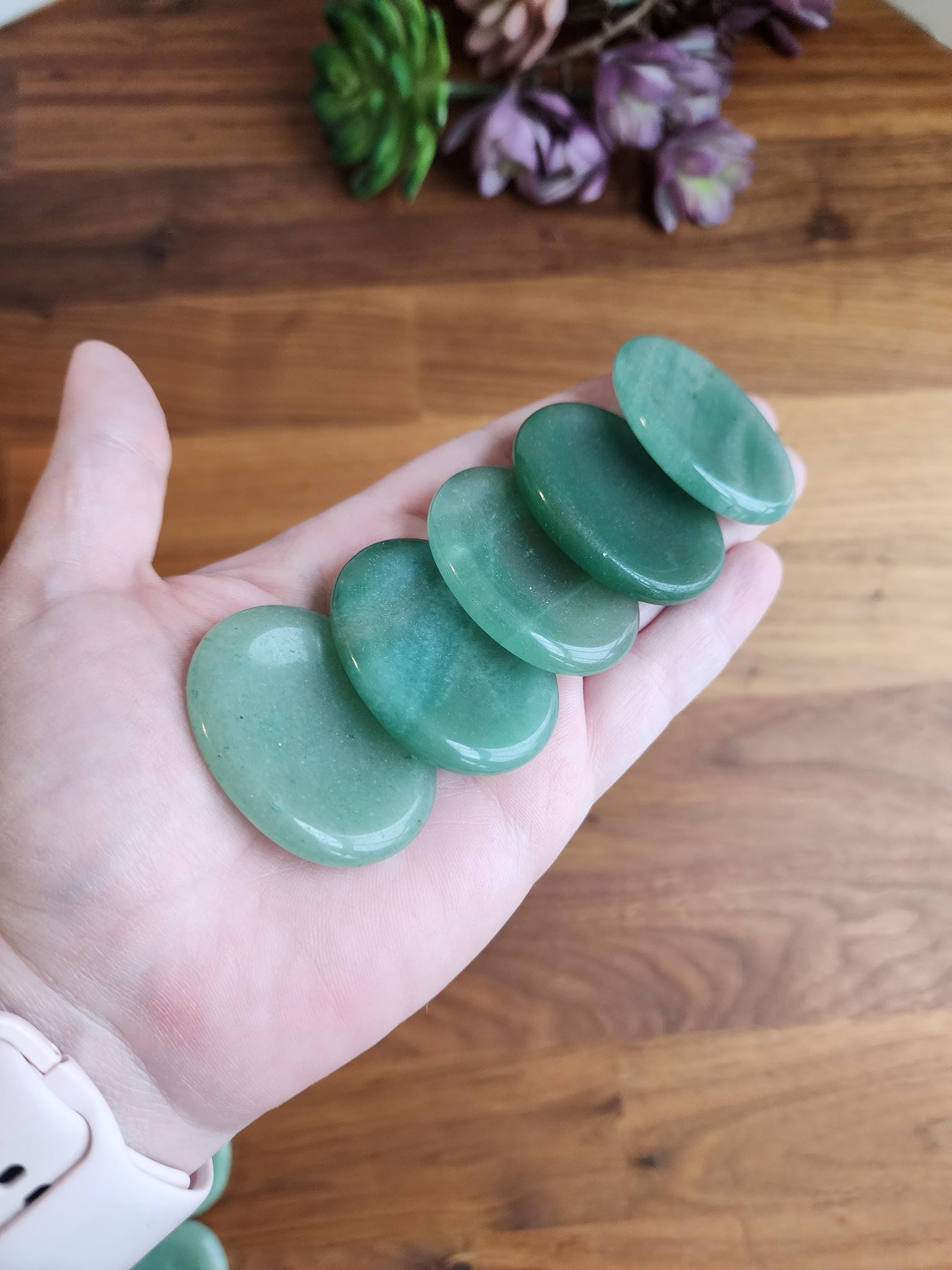 Green Aventurine Worry Stone: Calming Thumb Crystal for Stress (1.77") Earthy Christmas Crystals for Gifts or Tactile Stocking Stuffer
