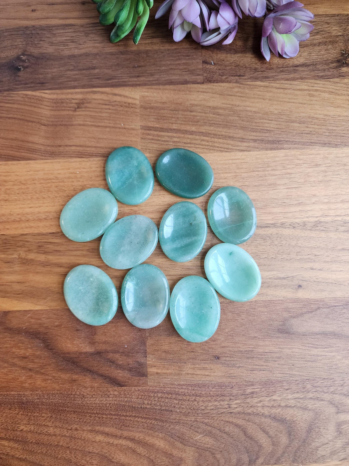 Green Aventurine Worry Stone: Calming Thumb Crystal for Stress (1.77") Earthy Christmas Crystals for Gifts or Tactile Stocking Stuffer