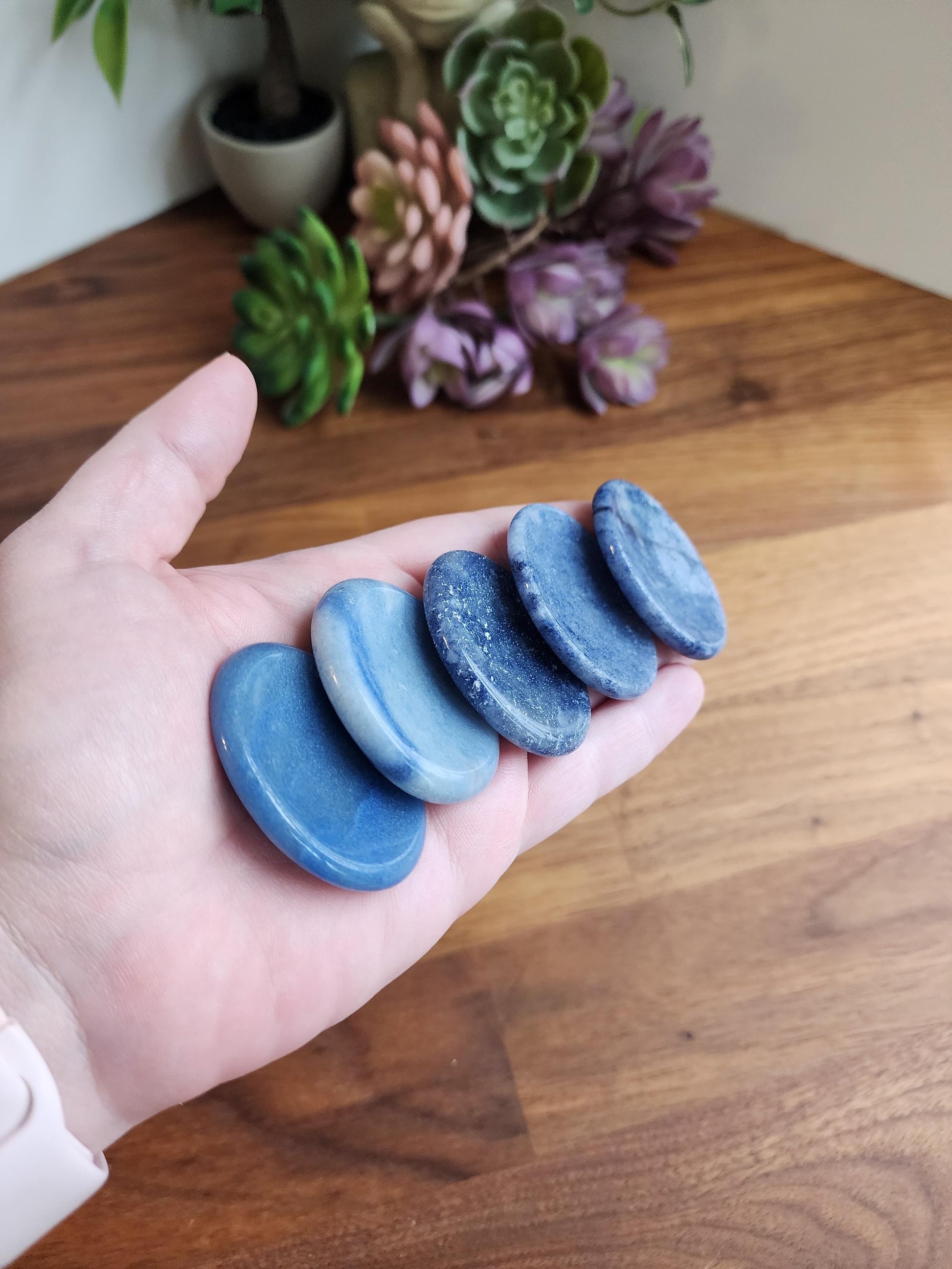 Blue Aventurine Worry Stone: ADHD Fidget, Calming Crystal